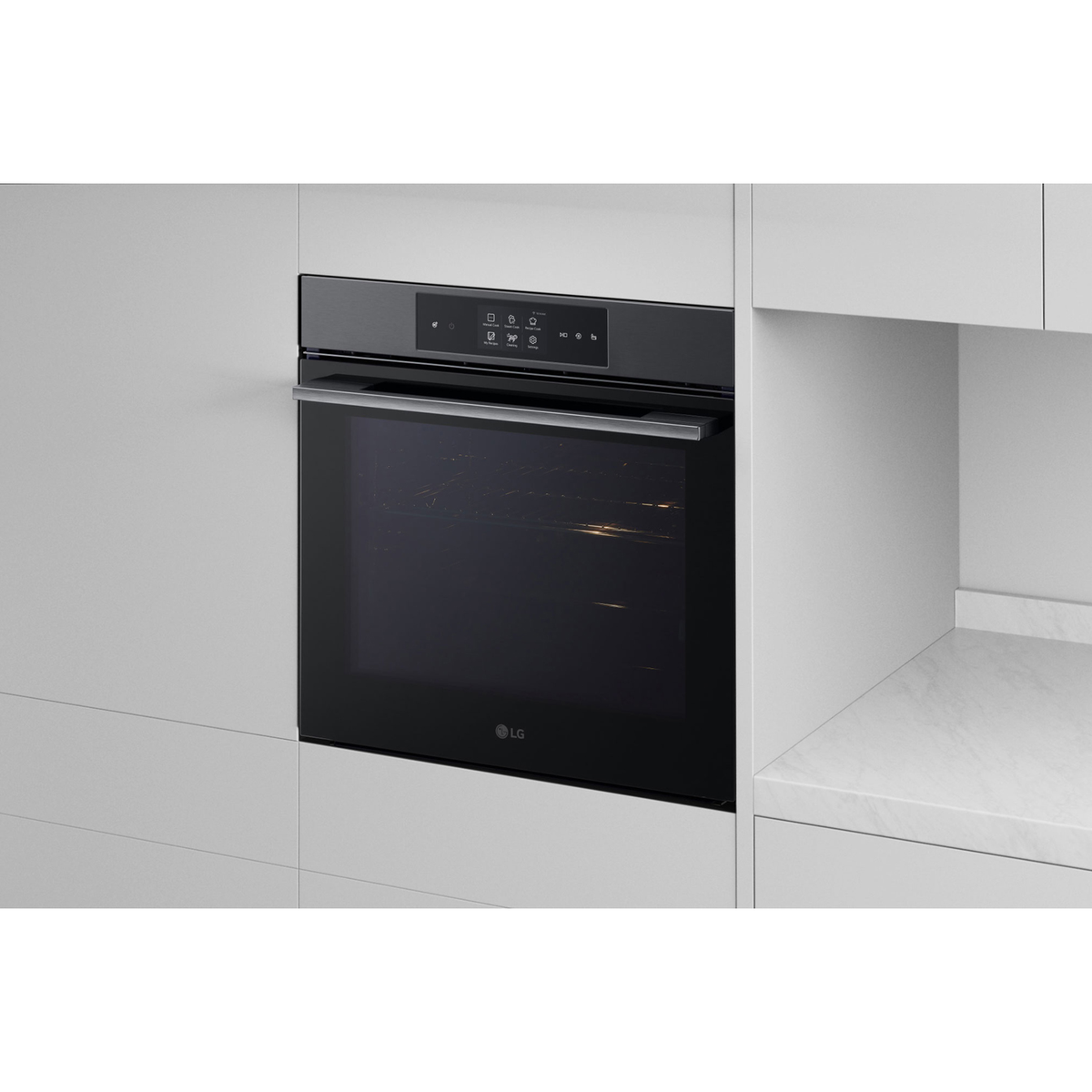 Horno a vapor - LG WSED7665B, Pirolítico, 76 l, 59,2 cm, Acero negro mate
