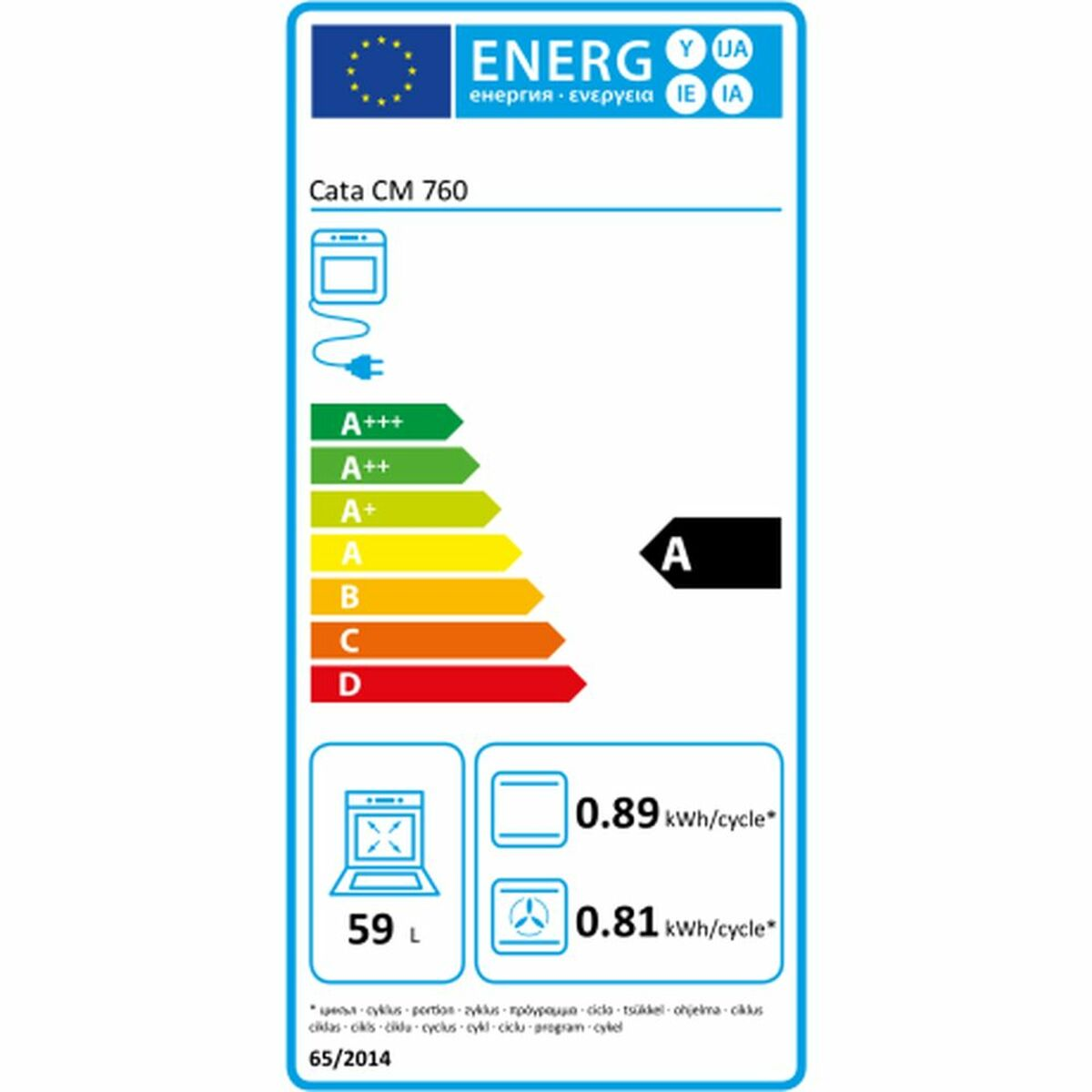 Etiqueta energética para Brandt AD1006W, clase D.