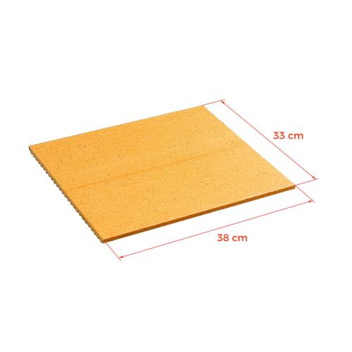 Tabla rectangular de madera, 38x33 cm, grano visible.