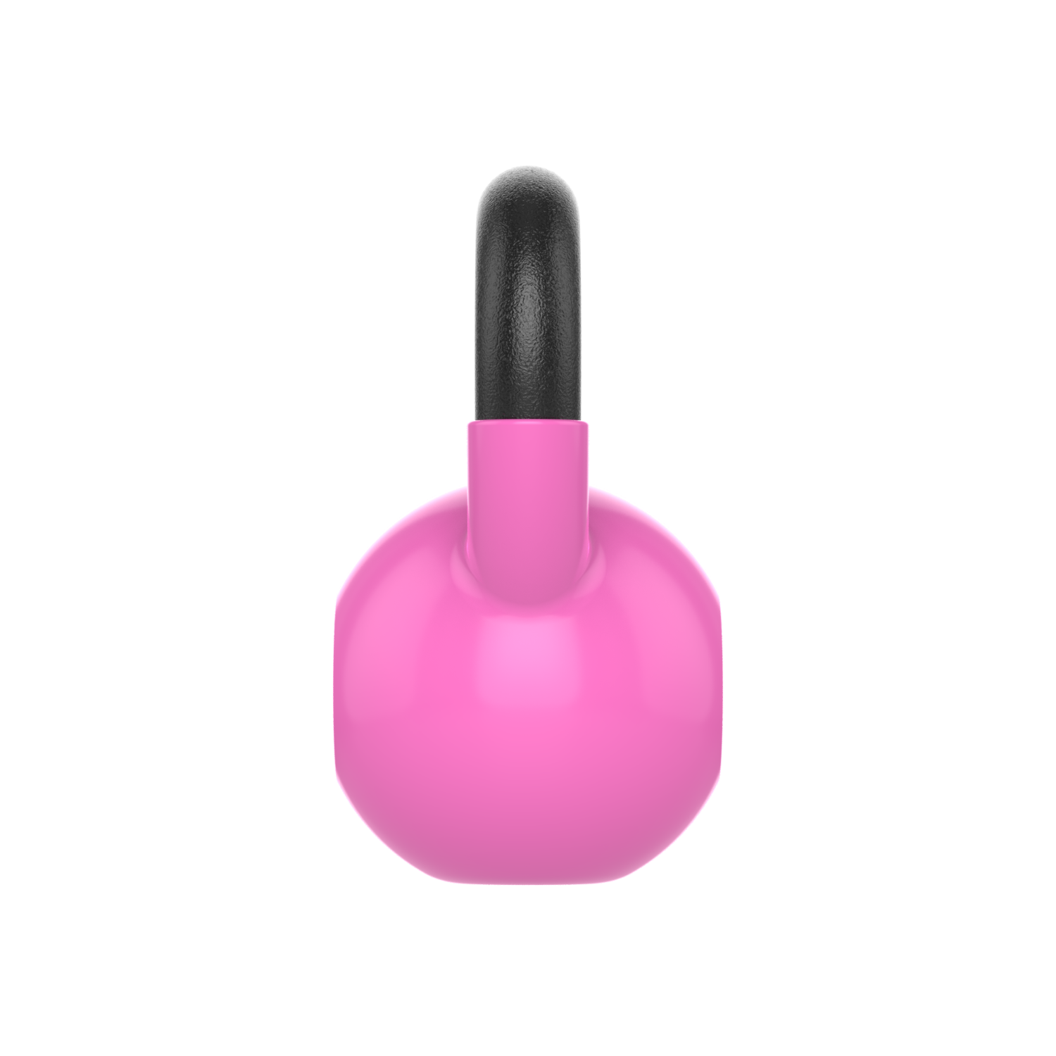 Pink kettlebell with black handle. Isolated on a white background.
