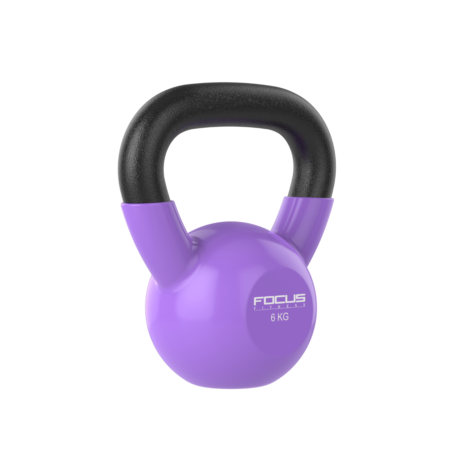 A purple kettlebell with a black handle, isolated on a white background.