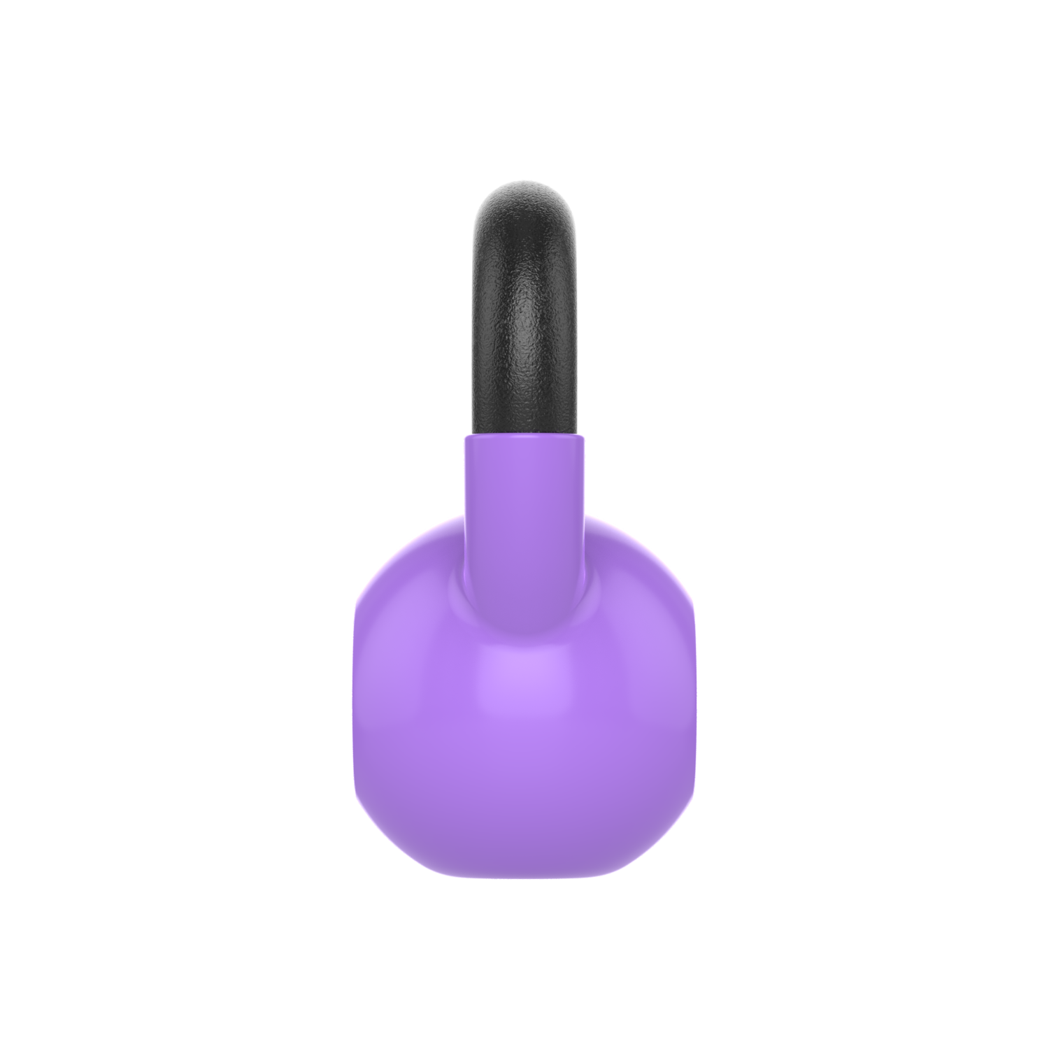 A purple kettlebell with a black handle, isolated on a white background.