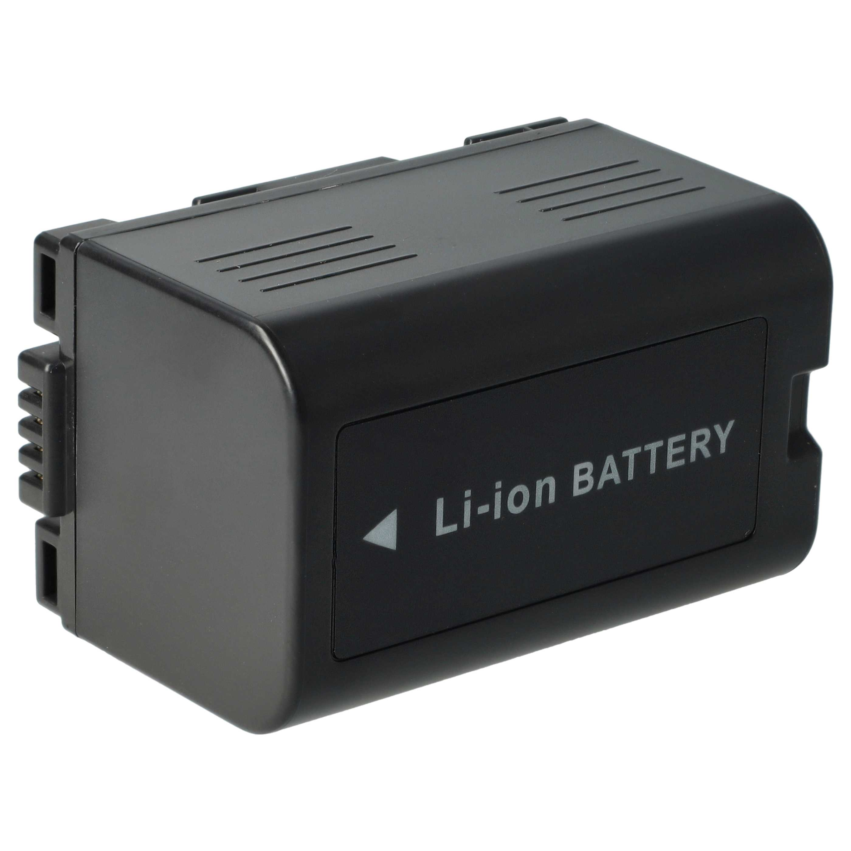 Ein schwarzer Li-Ionen-Akku. Die Batterie ist rechteckig mit abgerundeten Kanten und einem Etikett mit der Aufschrift 'Li-ion Battery'.