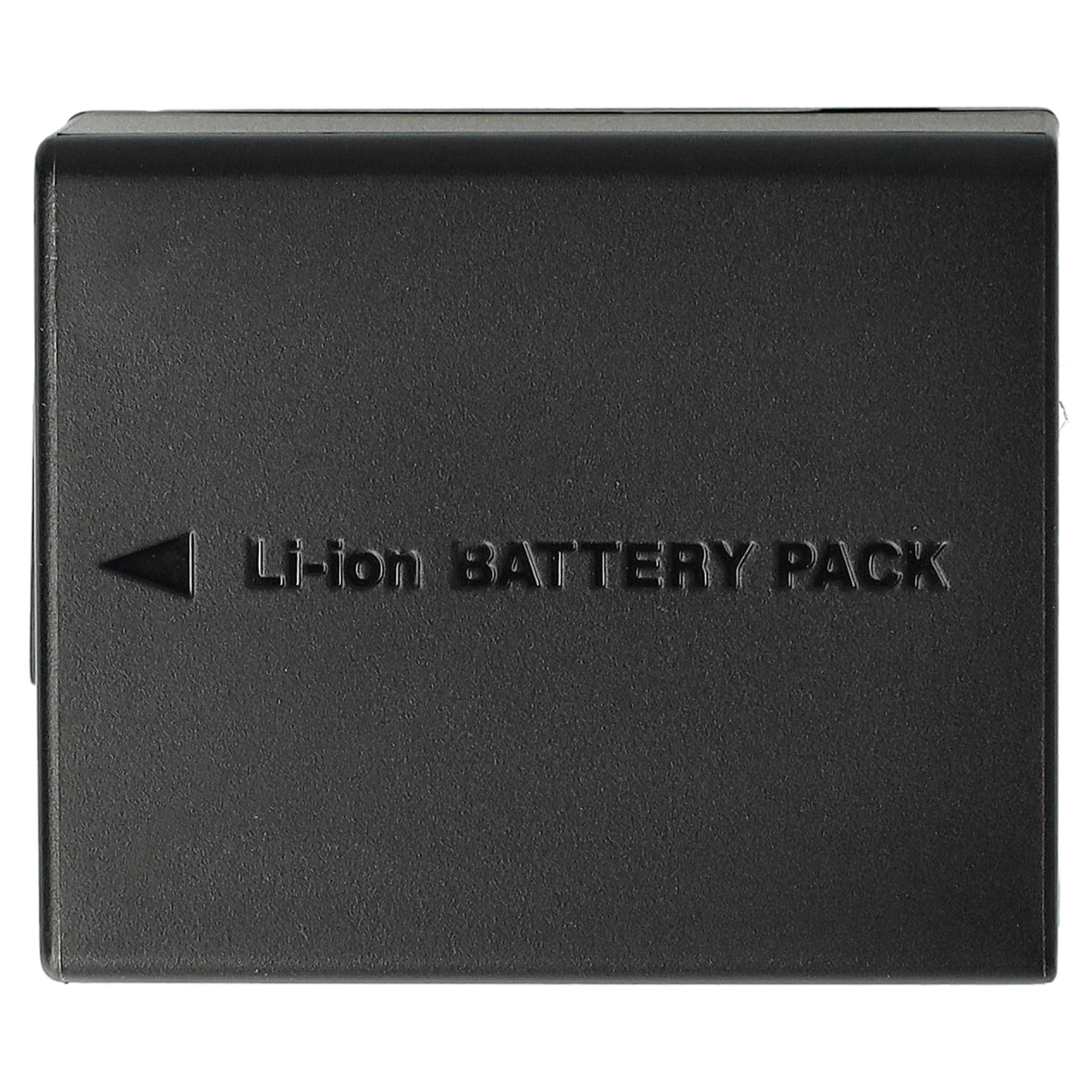 Schwarzer Li-Ionen-Akku mit weißem Text und einem Pfeil, der auf die Worte 'Li-ion BATTERY PACK' zeigt.
