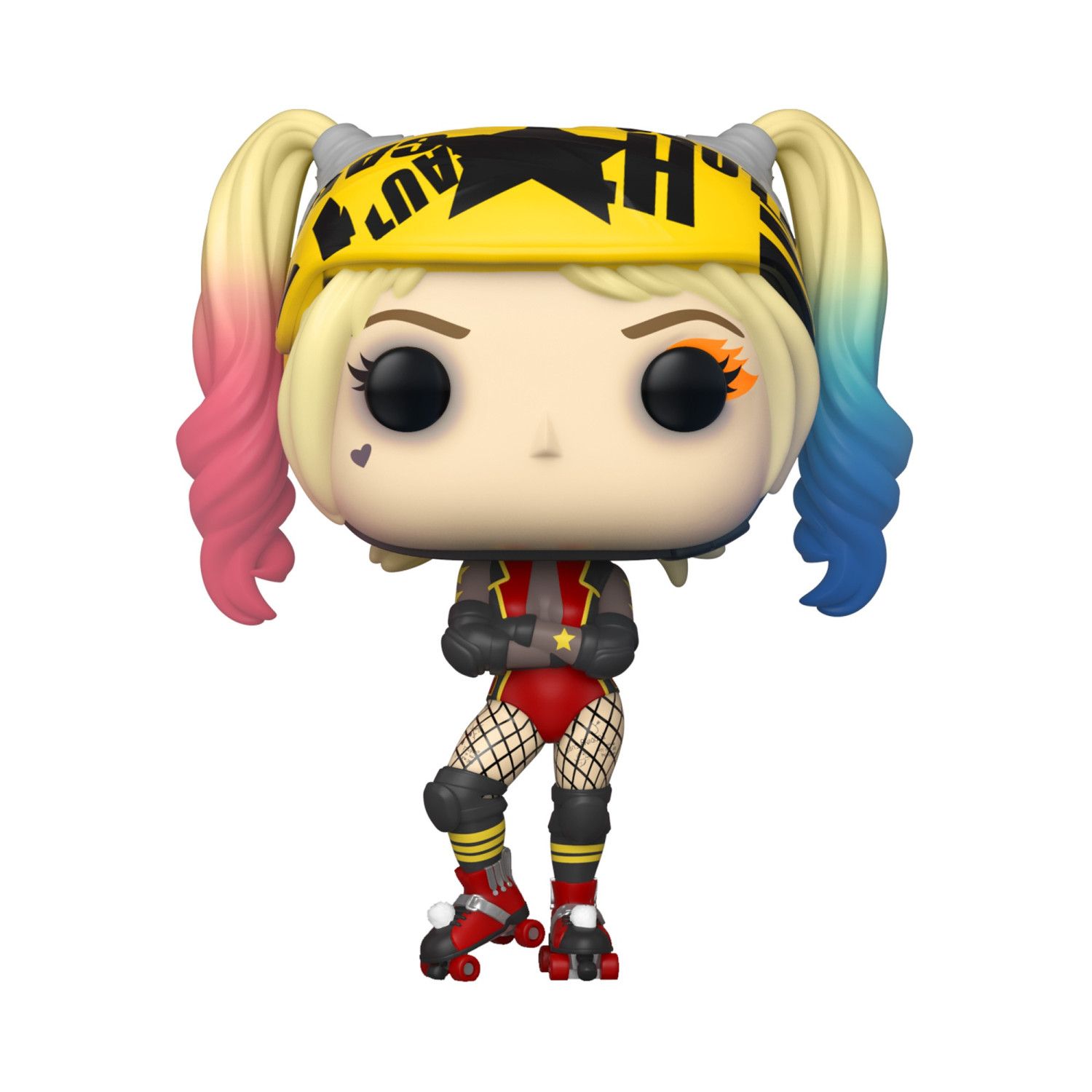 Harley Quinn Funko Pop Figur im Kostüm.