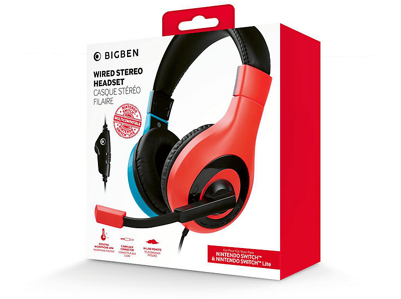 BIGBEN SWITCHHEADSETV1R+B Niebieski, Czerwony