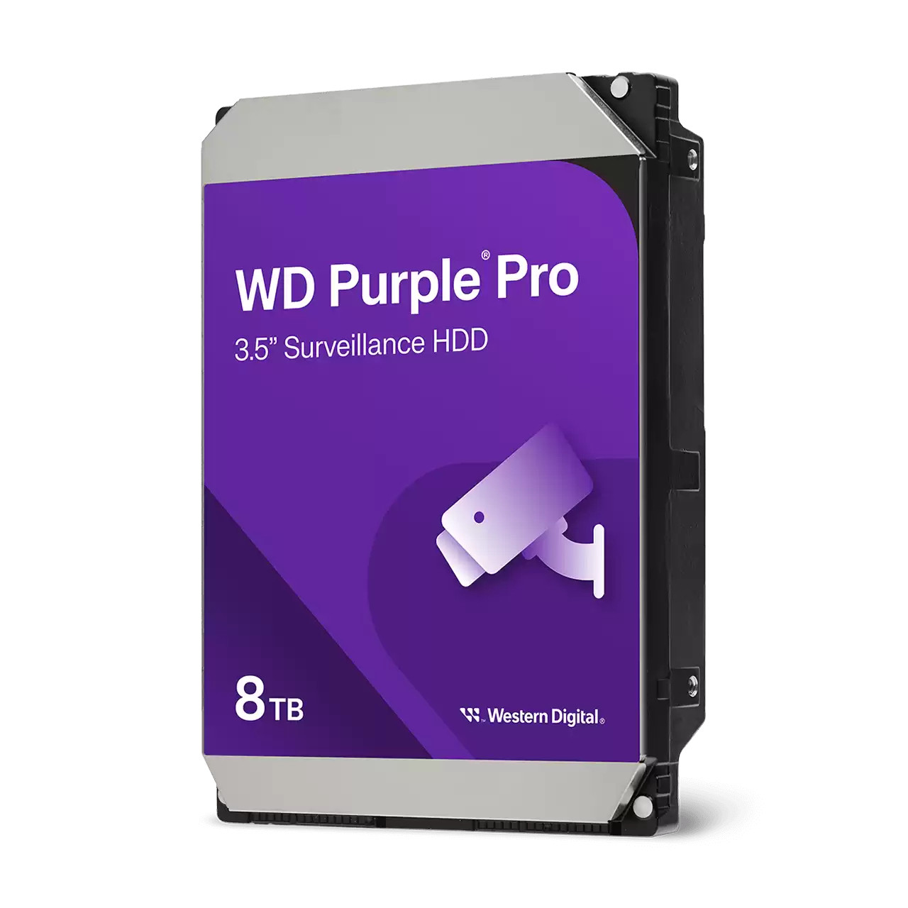 Dysk twardy WD Purple Pro 8TB, z ikoną kamery monitoringu.