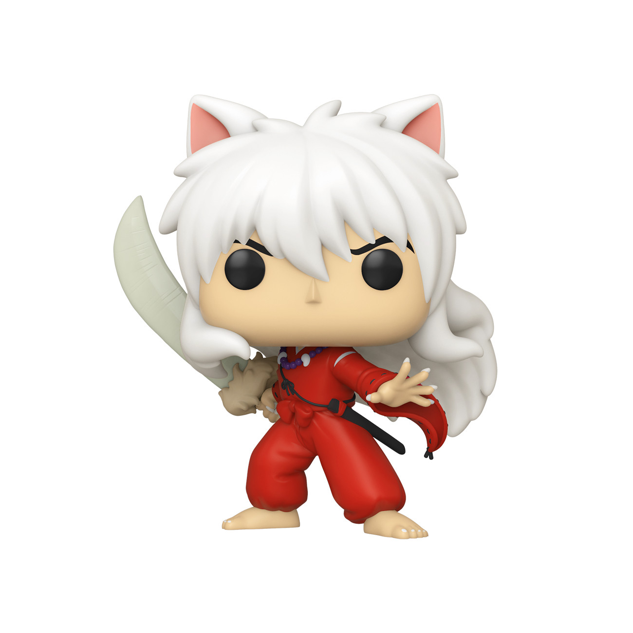 InuYasha-Actionfigur mit Schwert, trägt ein rotes Outfit.