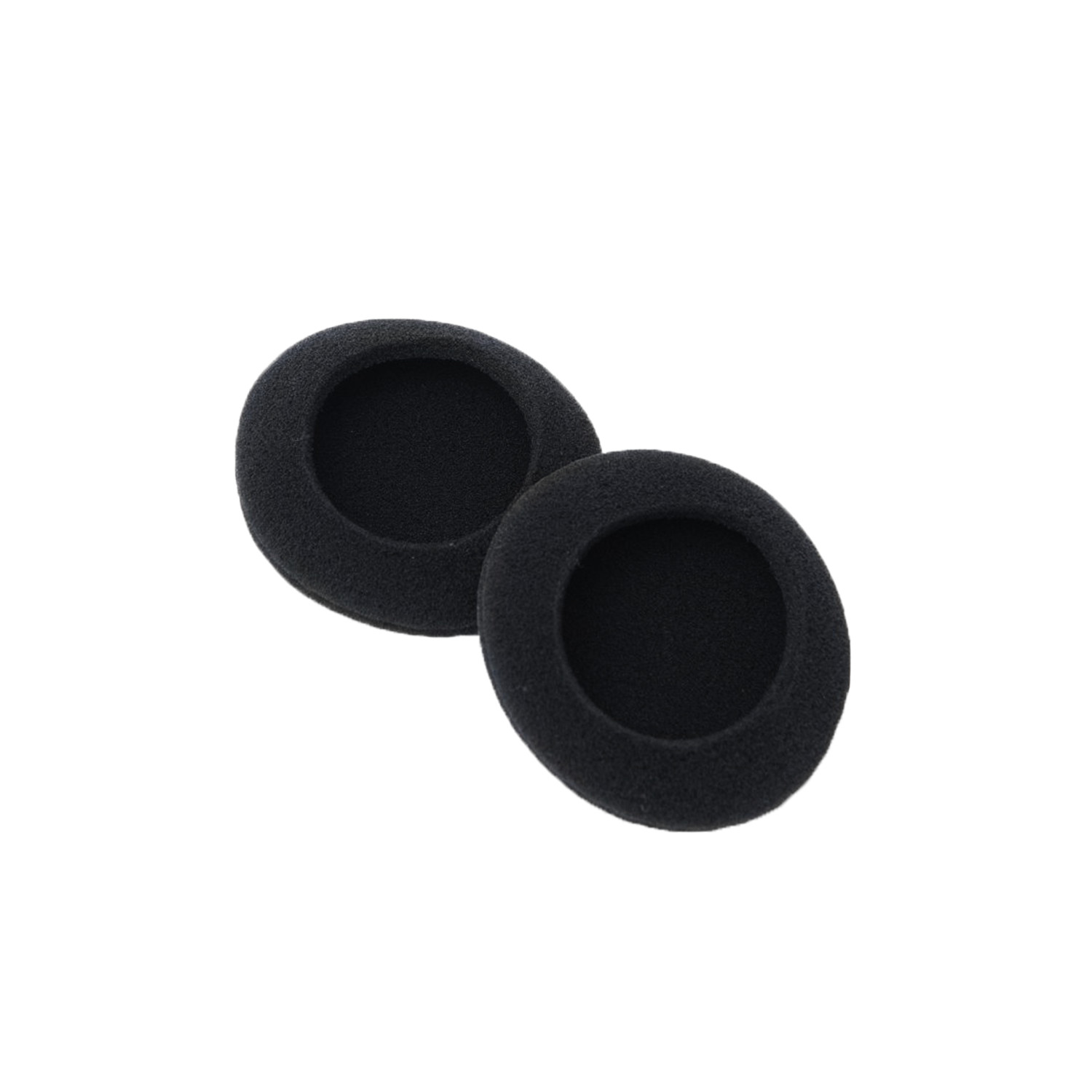 Due cuscinetti auricolari circolari neri per cuffie.