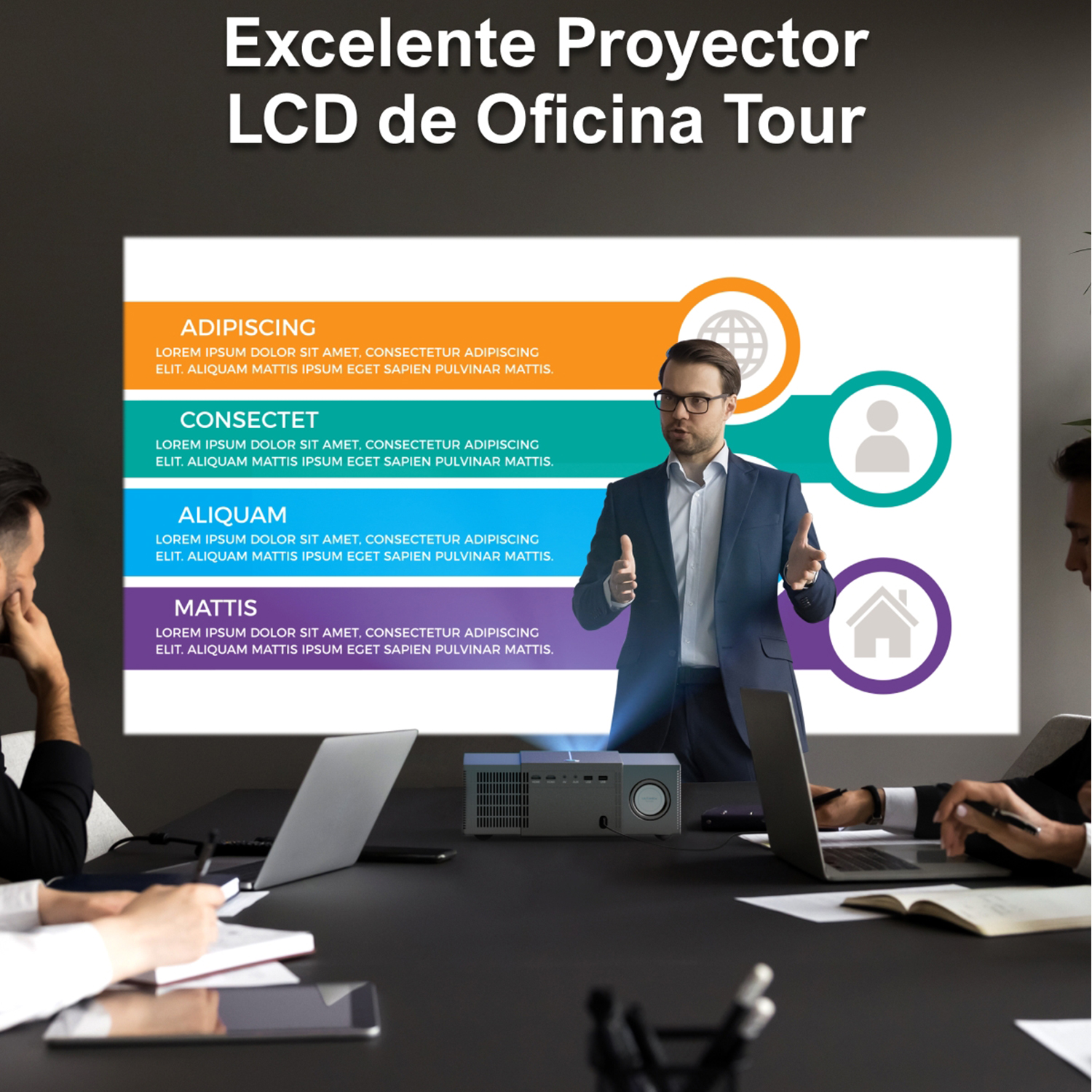 Proyector - ULTIMEA Apollo P60-Proyector con Auto Enfoque y 6D Auto-Corrección, 4K Cine en Casa, 1.920 x 1.080 Píxeles, 100000 h, Full-HD, Negro