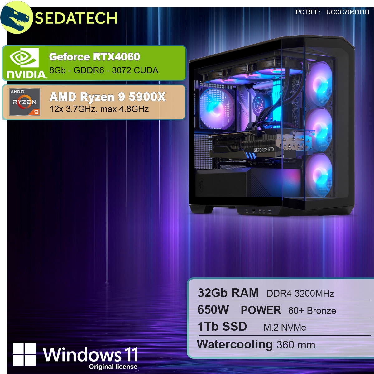 Sedatech Pro Gaming PC - AMD Ryzen 9 9950X3D & RTX5080 64GB DDR5