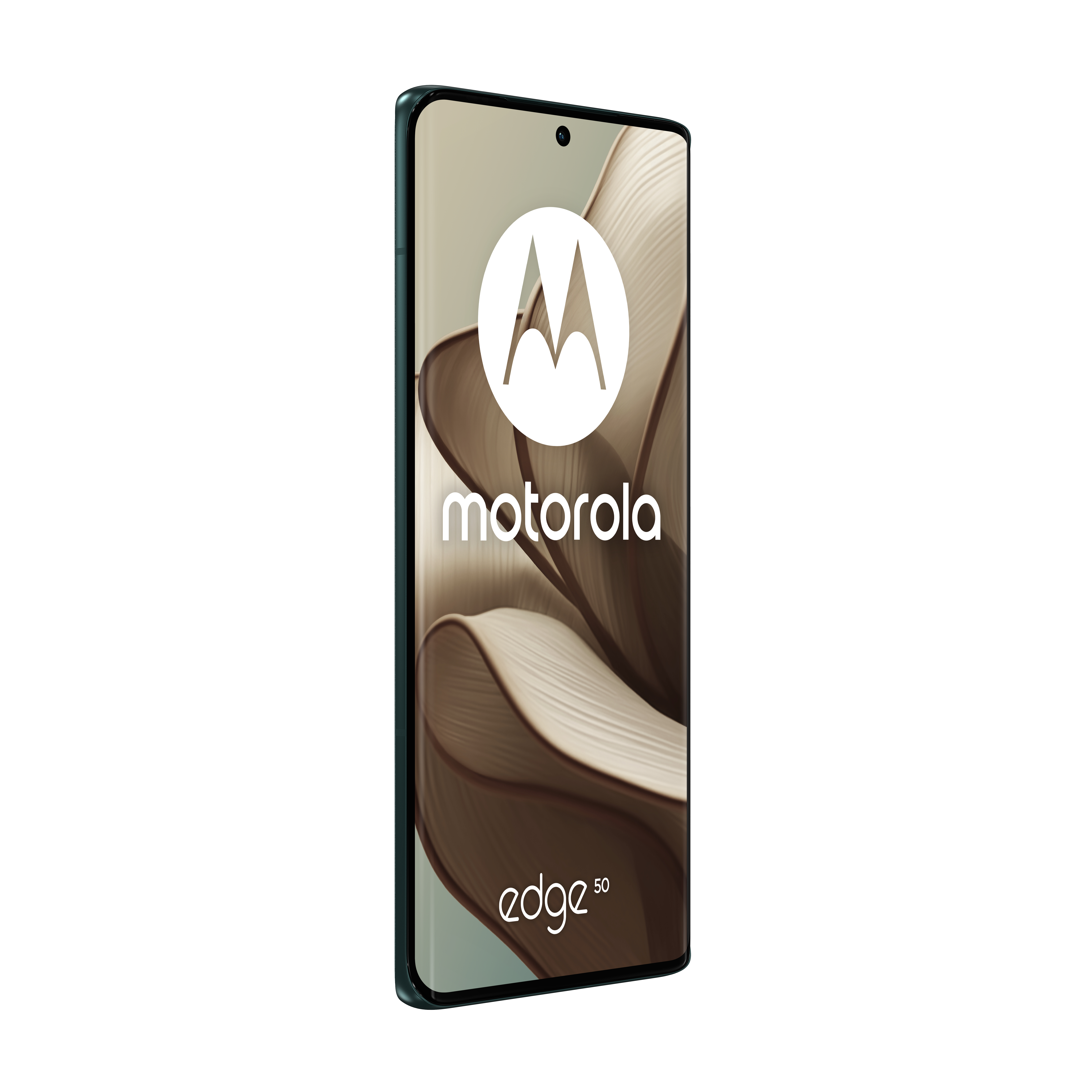 Telefon Motorola na białym tle, z logo Motorola.