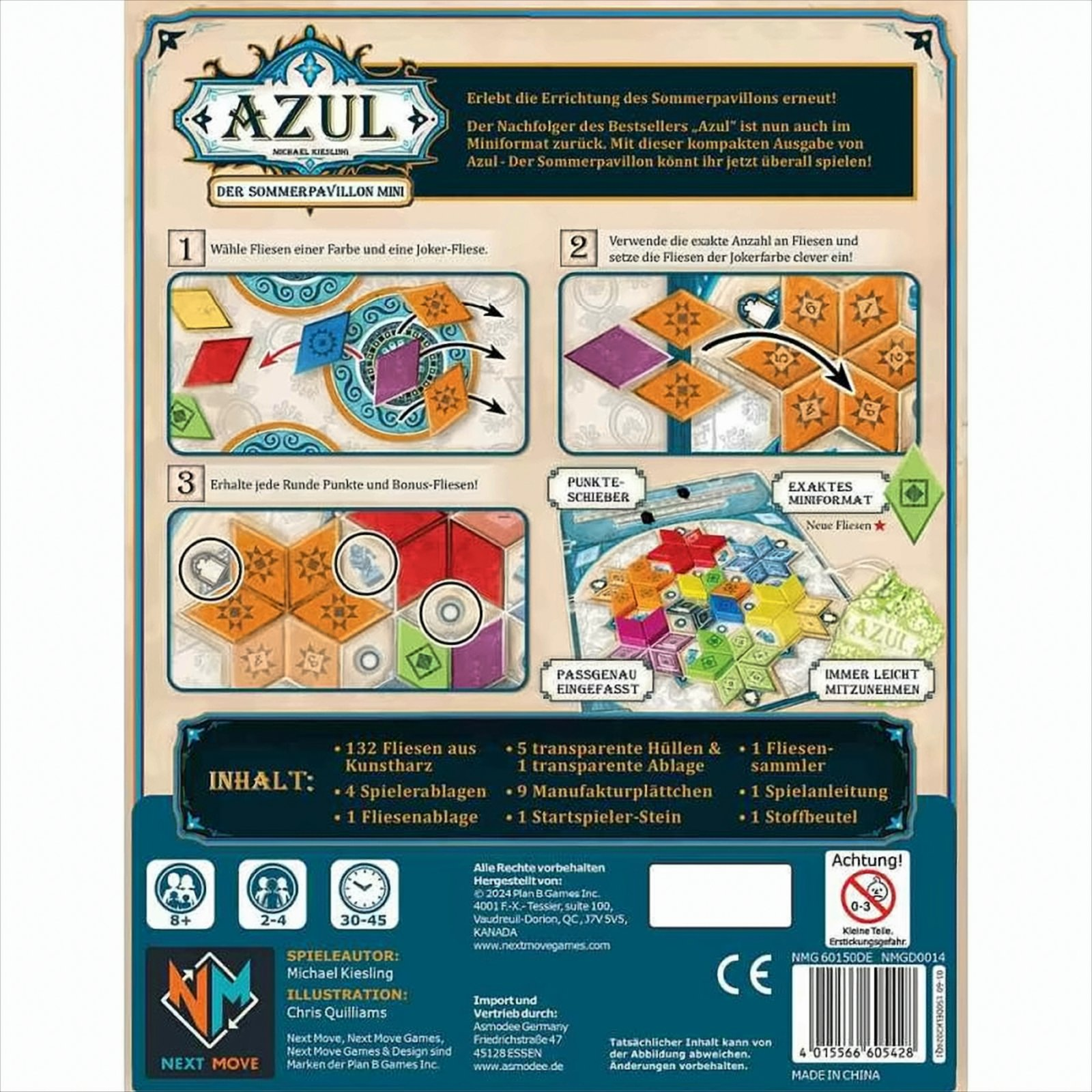 Azul Brettspielbox und Spielsteine.