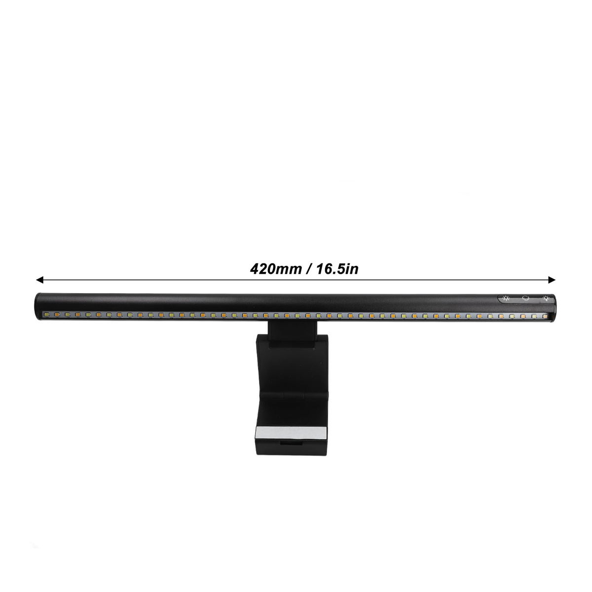 Schwarze LED-Schreibtischlampe mit Ständer. Länge ist 420 mm/16,5 Zoll. Enthält Lichter.