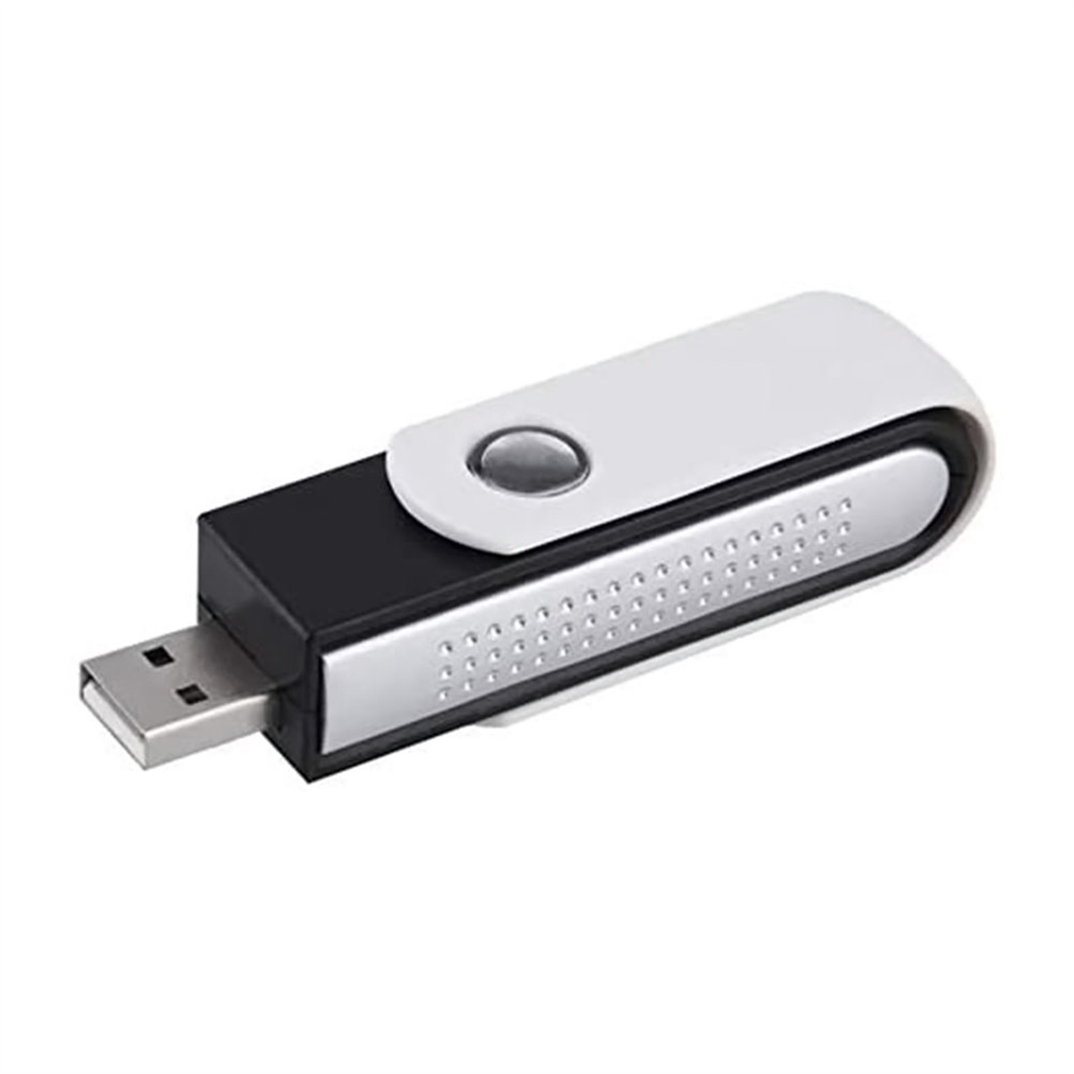 Weißer und schwarzer USB-Stick auf weißem Hintergrund.