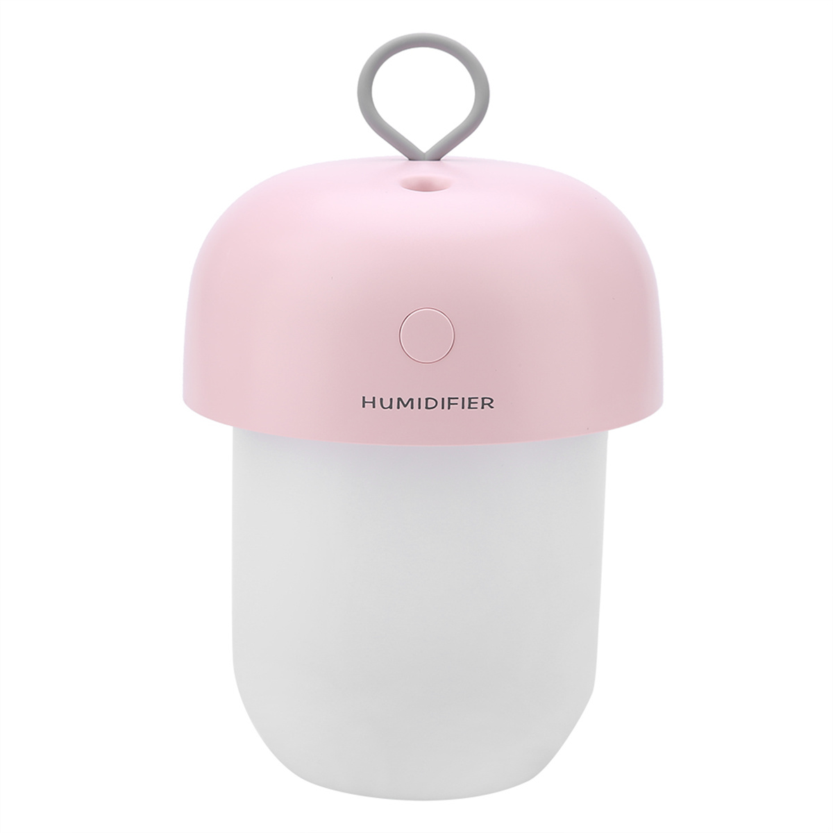Ein rosa-weißer Luftbefeuchter in Form eines Pilzes.