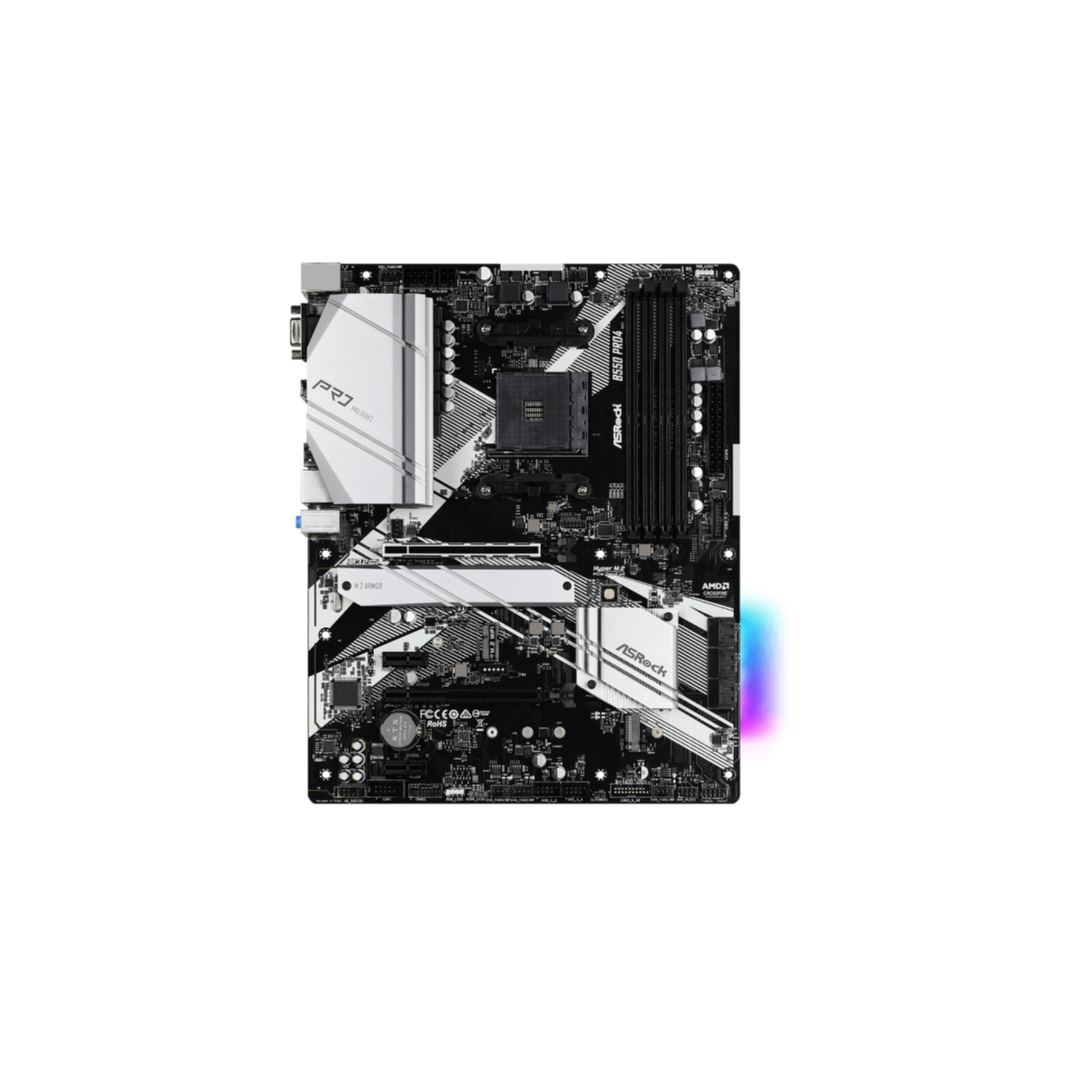 Płyta główna komputera z różnymi komponentami i złączami.