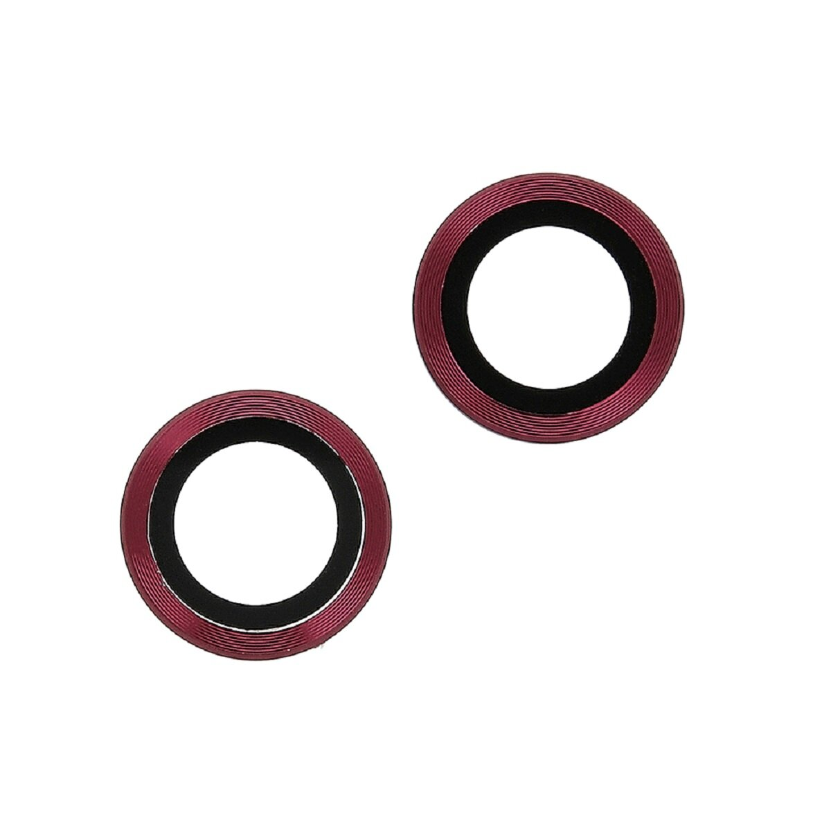 Due protezioni per lenti rosse. Ognuna ha un cerchio interno nero e un anello esterno rosso.