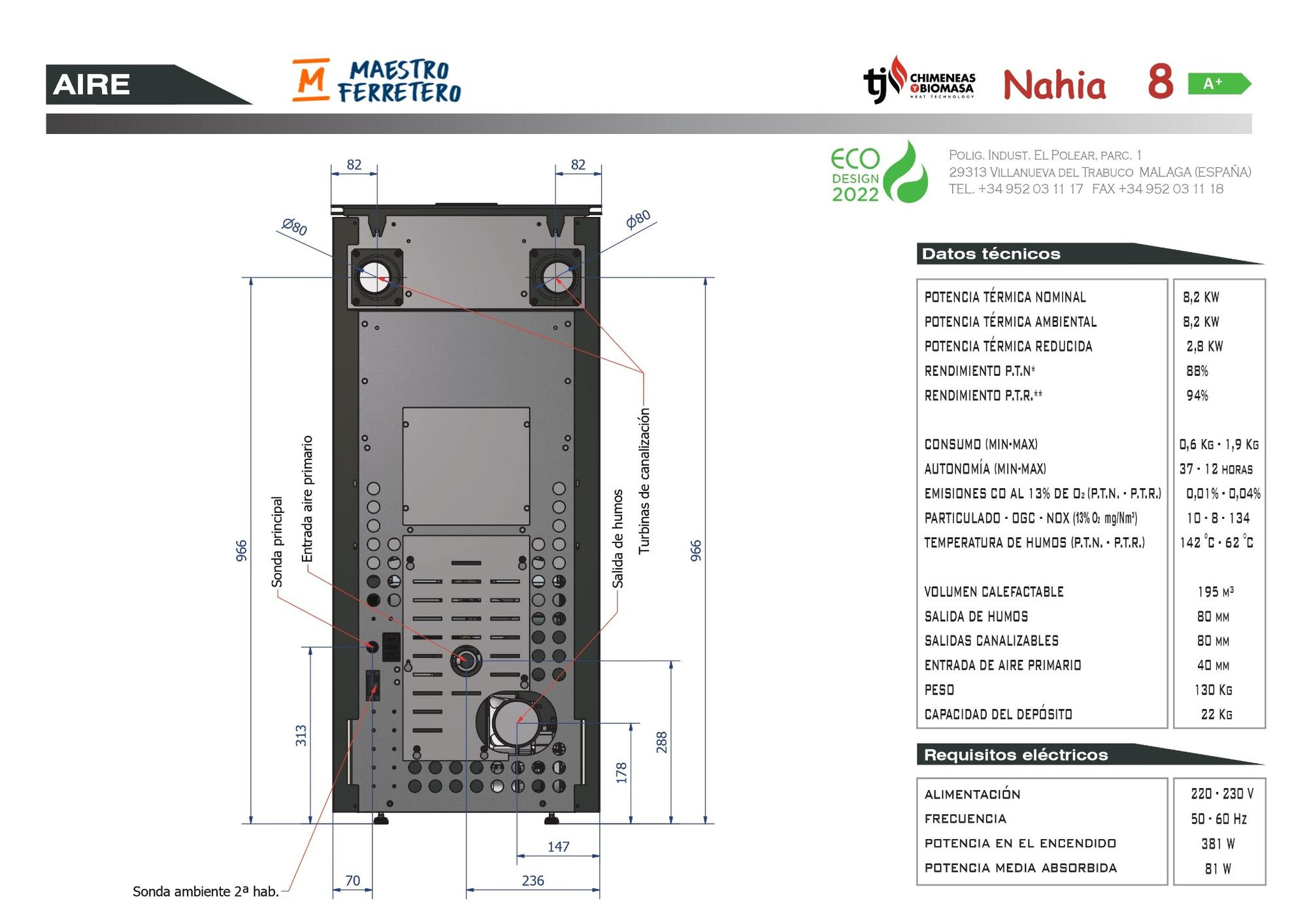 Diagrama de una estufa de pellets con componentes etiquetados y texto.