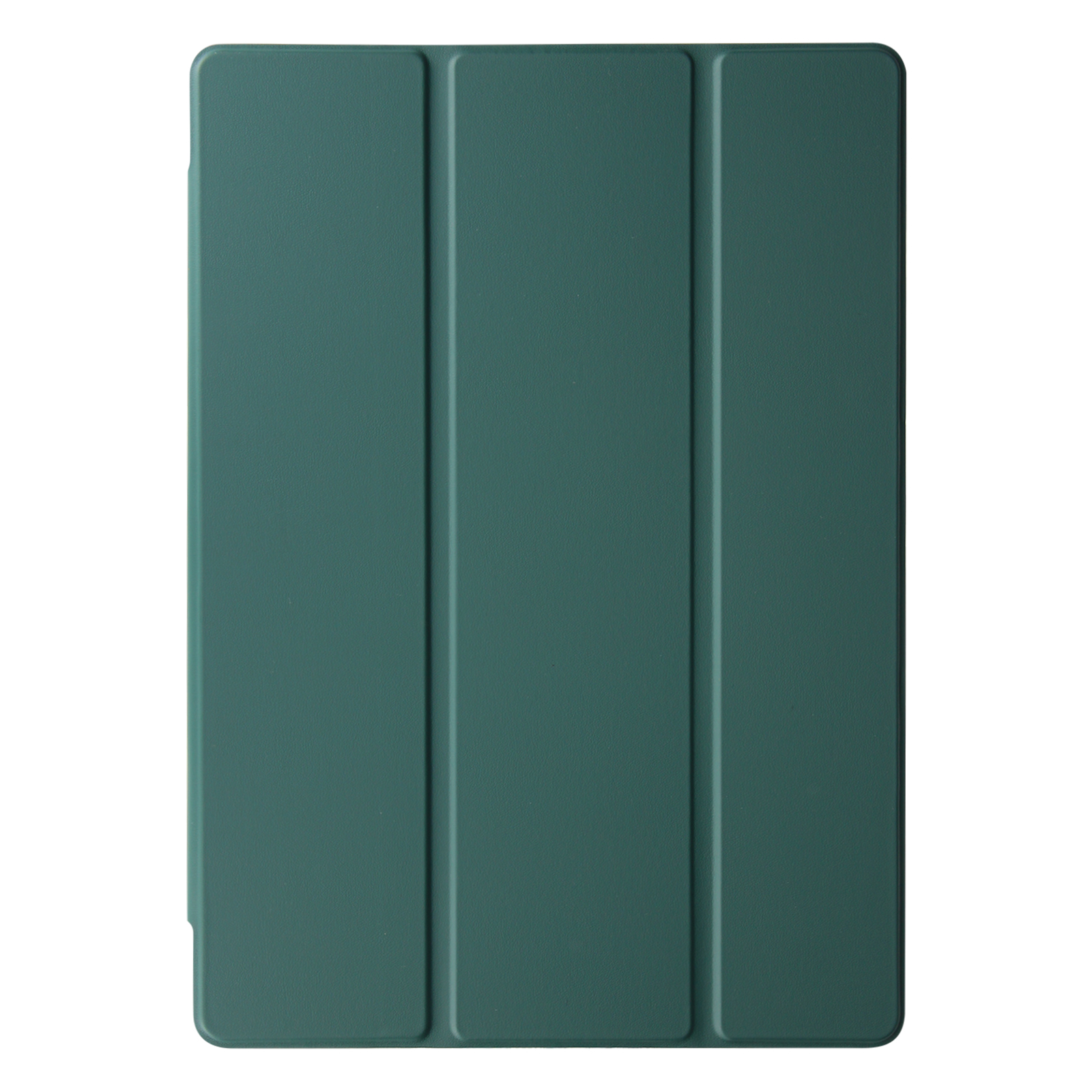 Custodia verde per tablet. Tre pannelli ripiegati, superficie strutturata.