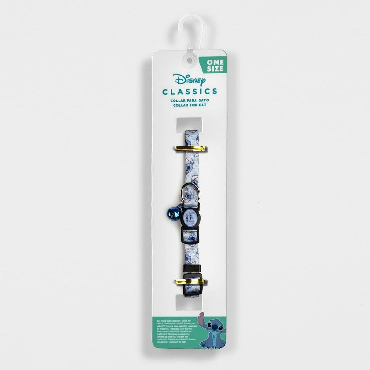 Disney Classics Katzenhalsband mit Stitch-Design, auf einer weißen Karte.