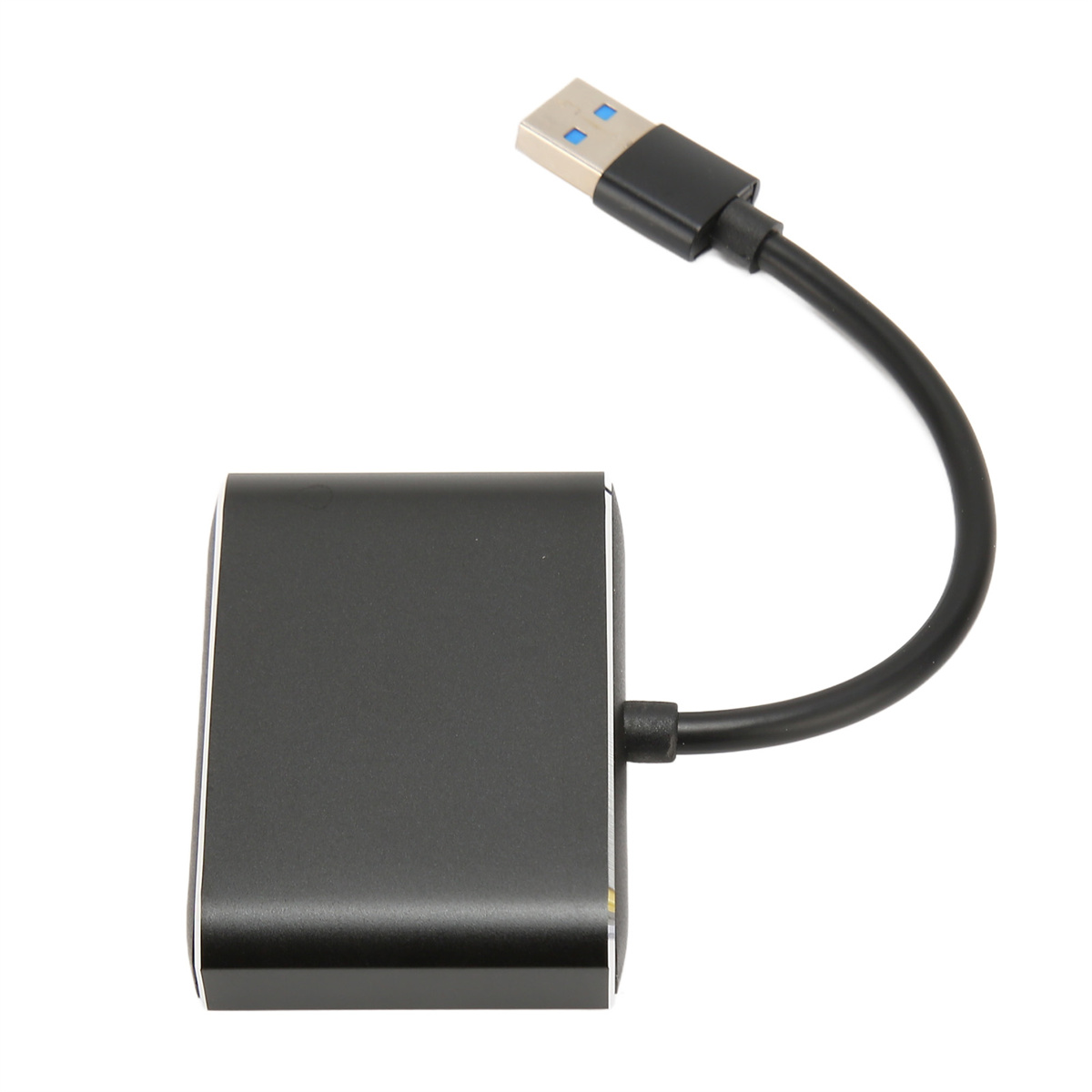 Schwarzer USB-Hub mit einem USB 3.0-Anschluss.