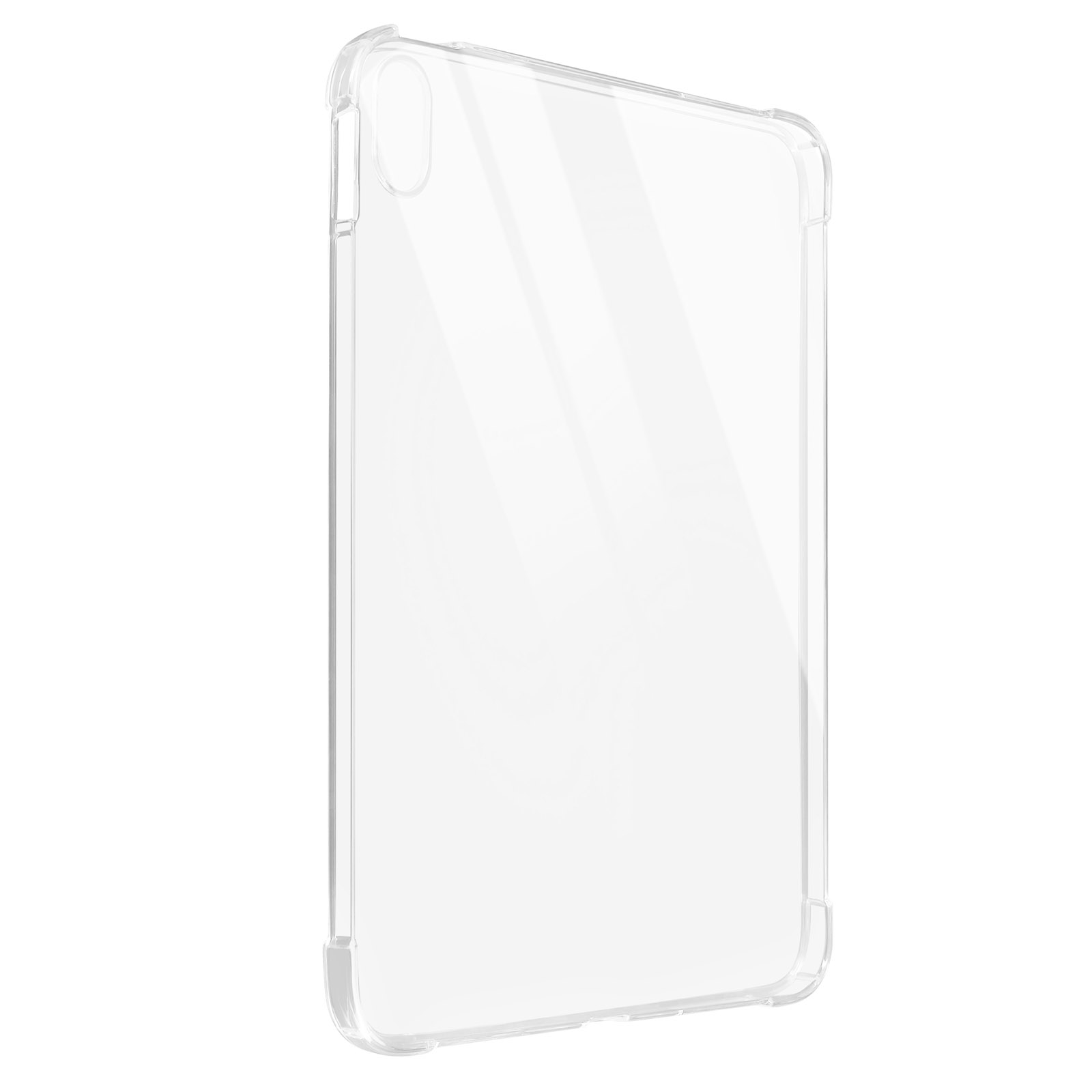 Transparente Tablet-Hülle aus Kunststoff. Rechteckige Form mit glatter, transparenter Oberfläche.
