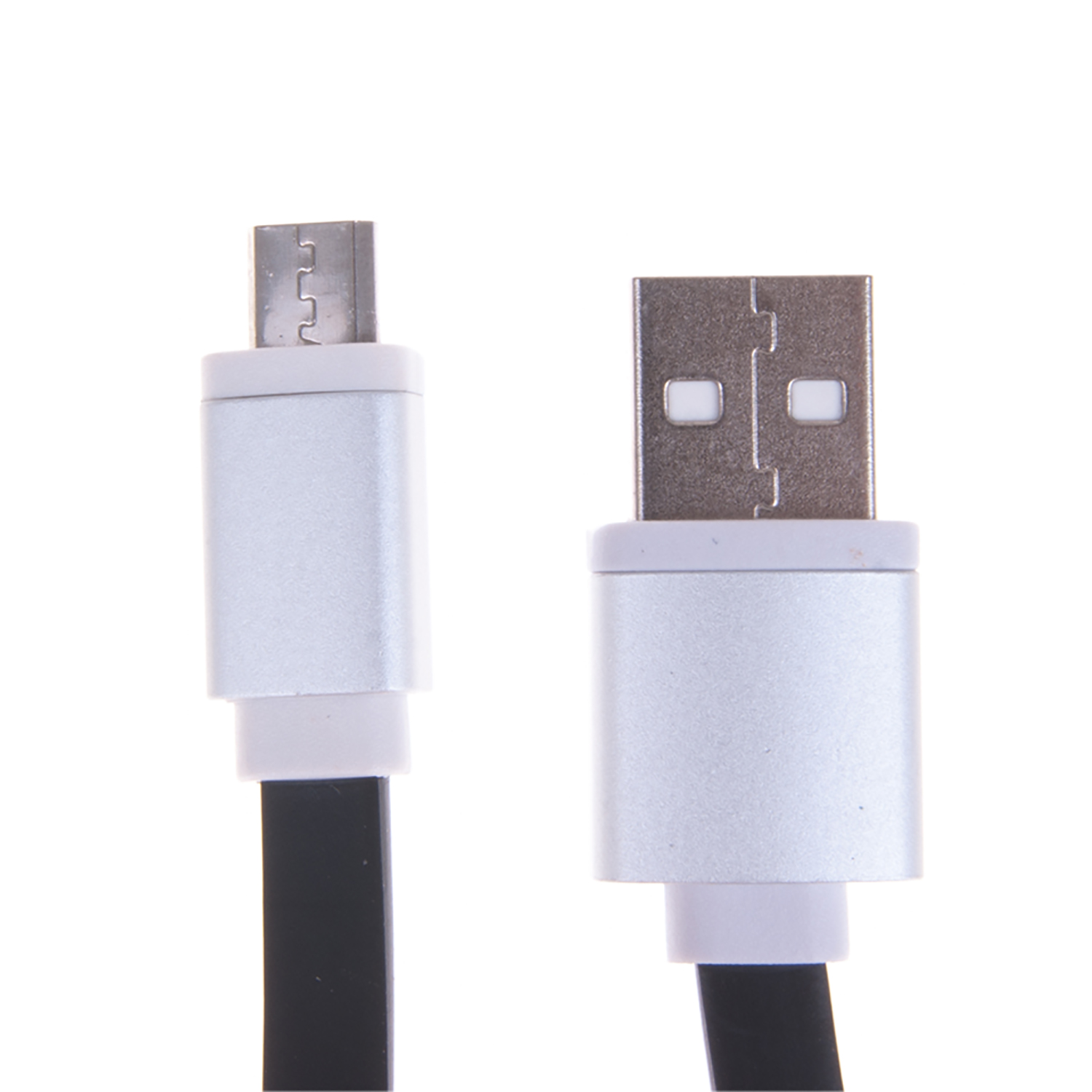 Un cavo di ricarica USB, con connettori micro-USB e USB standard, isolato su sfondo bianco.