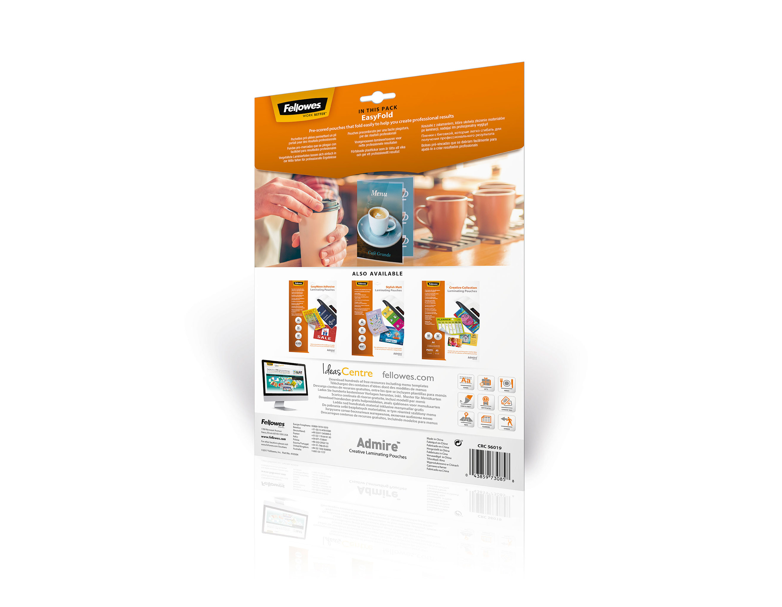 Rückseite einer Produktverpackung mit Produktbildern und einer Website-Adresse.