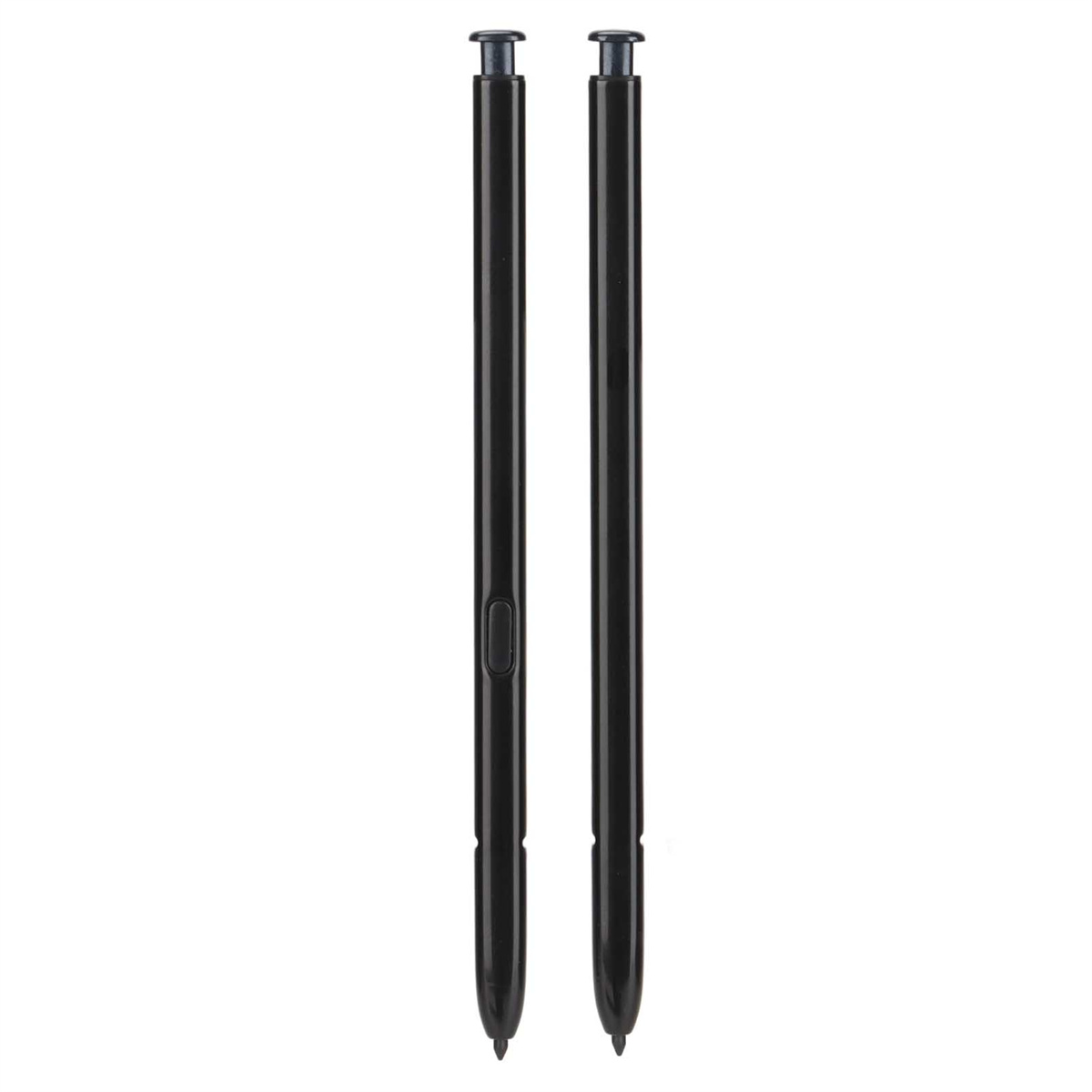 Zwei schwarze Stifte, nebeneinander, mit schlankem Design und spitzen Spitzen.
