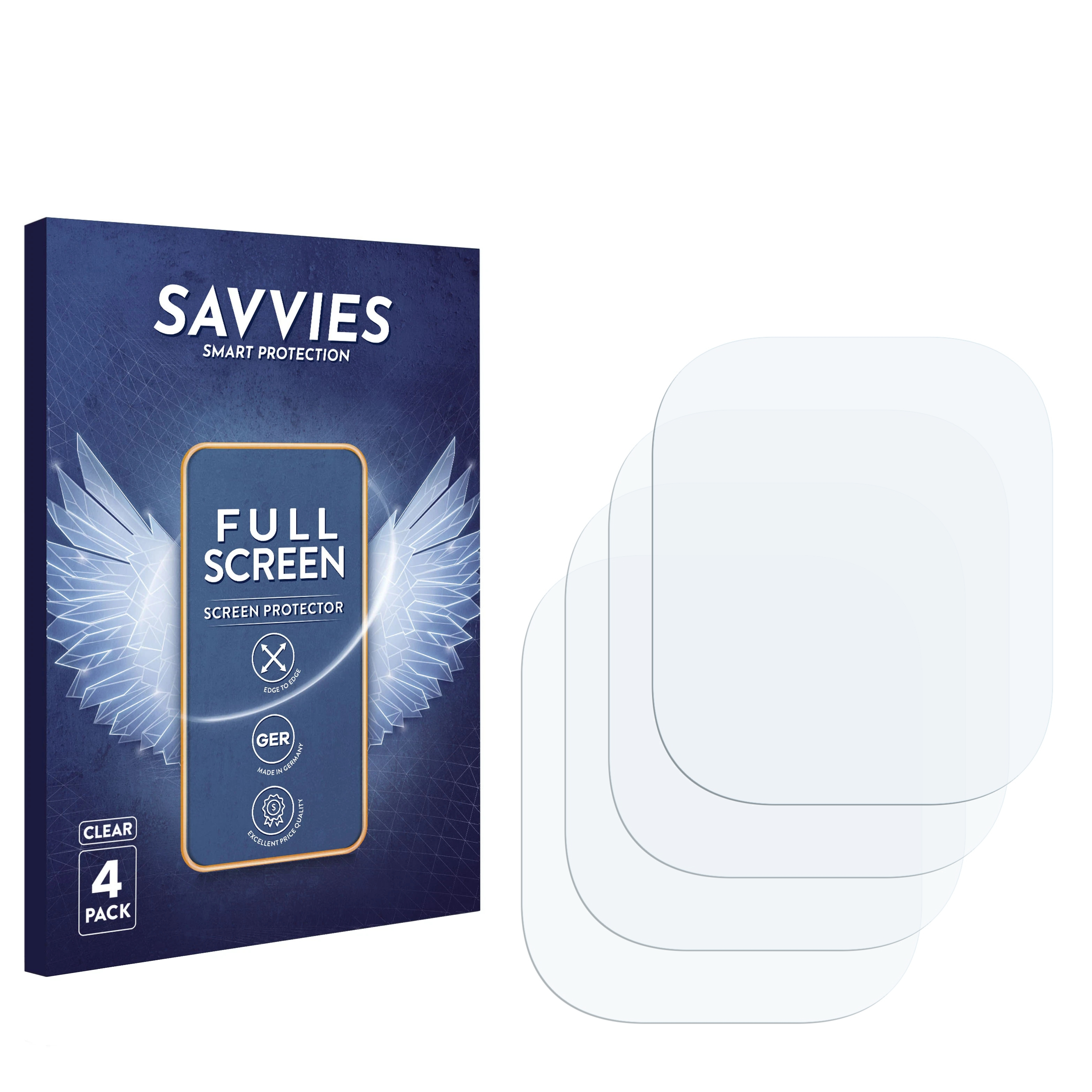 Schachtel mit Displayschutzfolien und drei transparenten Schutzfolien. Die Schachtel hat ein Logo und ein Telefonbild.
