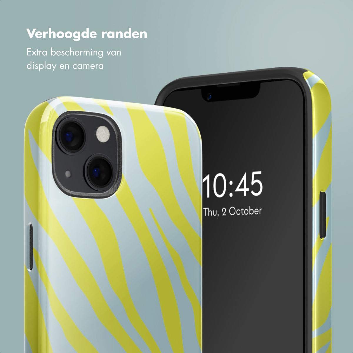 Téléphone avec étui à motif zébré, l'heure est 10h45, jeudi 2 octobre.