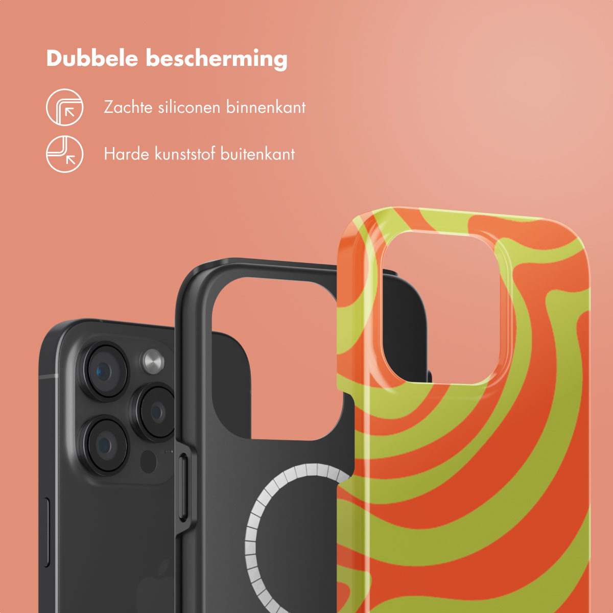 SELENCIA Vivid Backcover met MagSafe adatta per Apple iPhone 15 Pro Cover per iPhone 15 Pro, Verde/Arancione