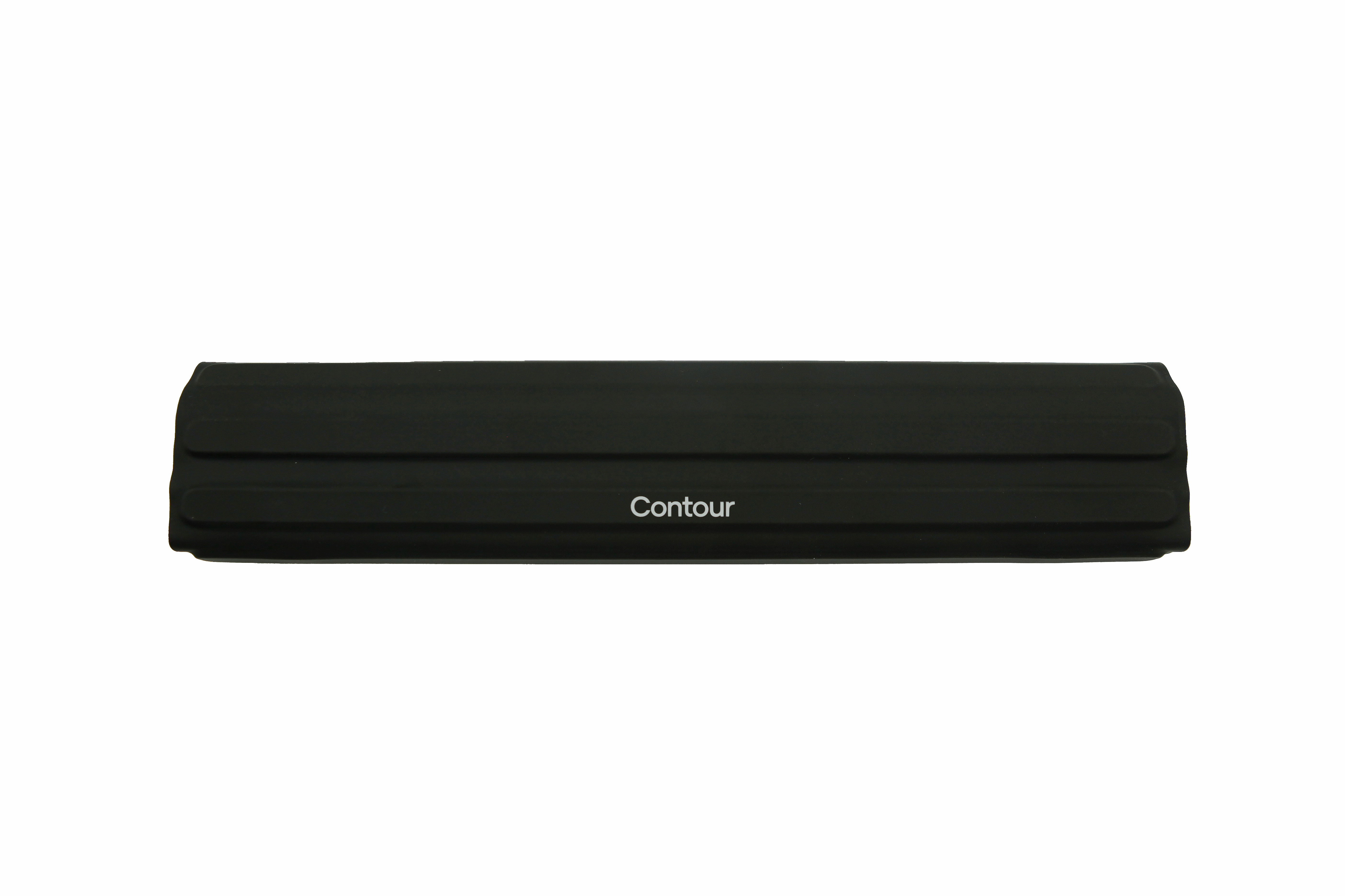Black ergonomic keyboard with the word "Contour".