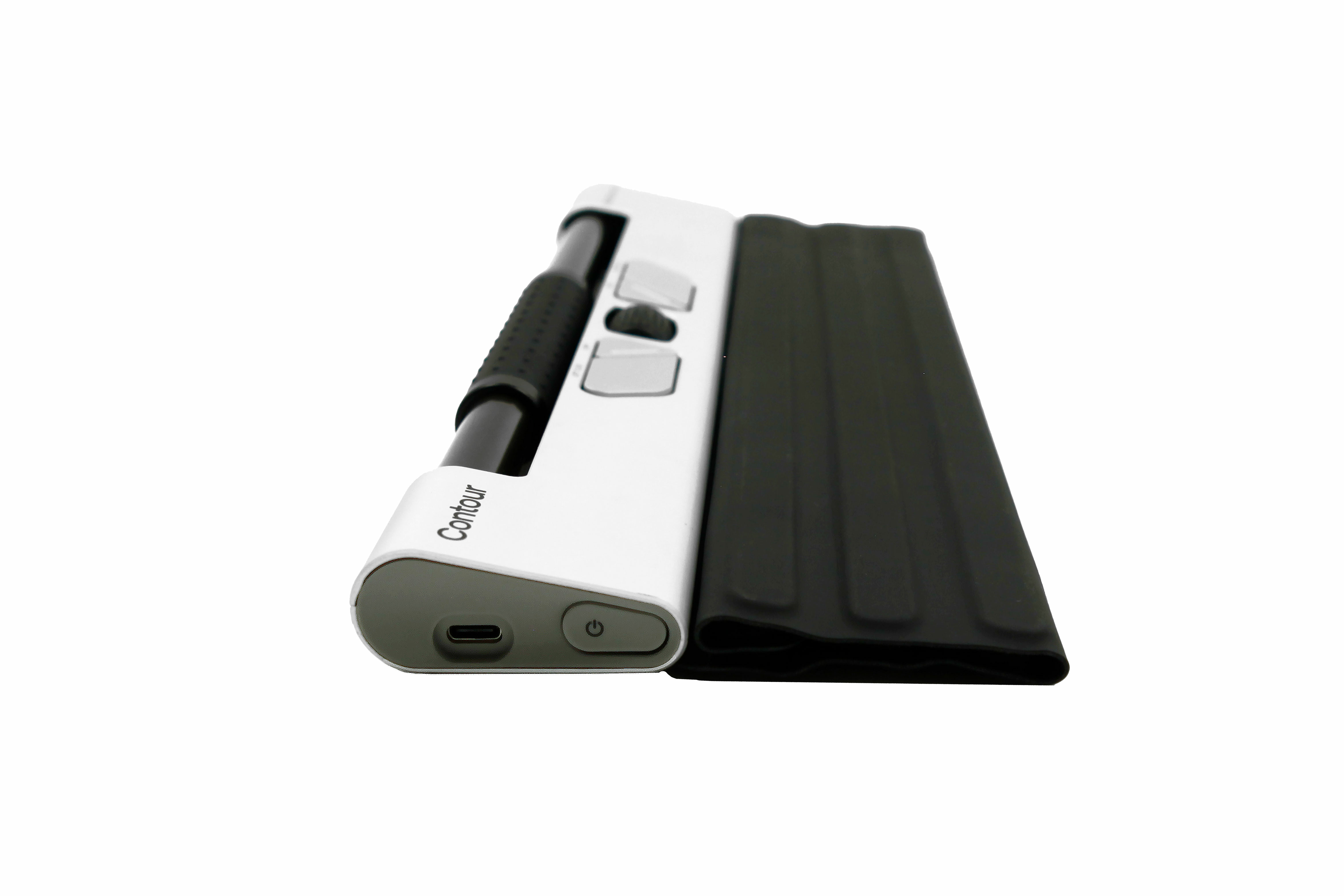 White and black Contour scanner with a black cover.