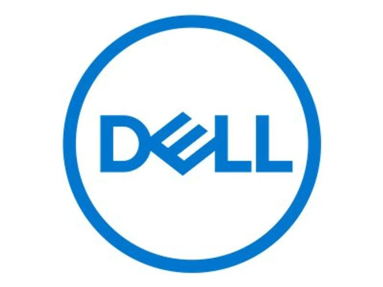 Logo Dell, niebieskie koło ze stylizowanym napisem 'DELL' w jaśniejszym odcieniu niebieskiego.