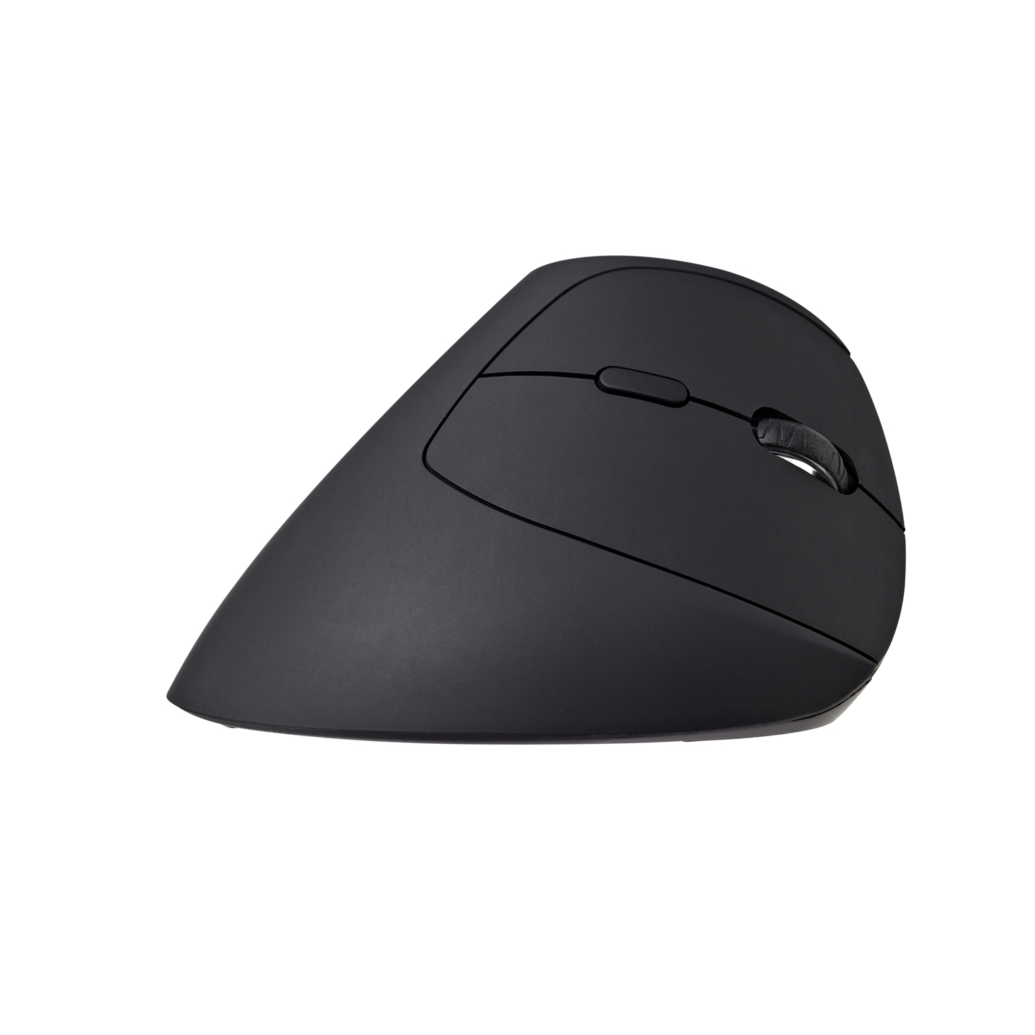 Mouse per computer ergonomico nero. Ha una forma curva per un uso confortevole.