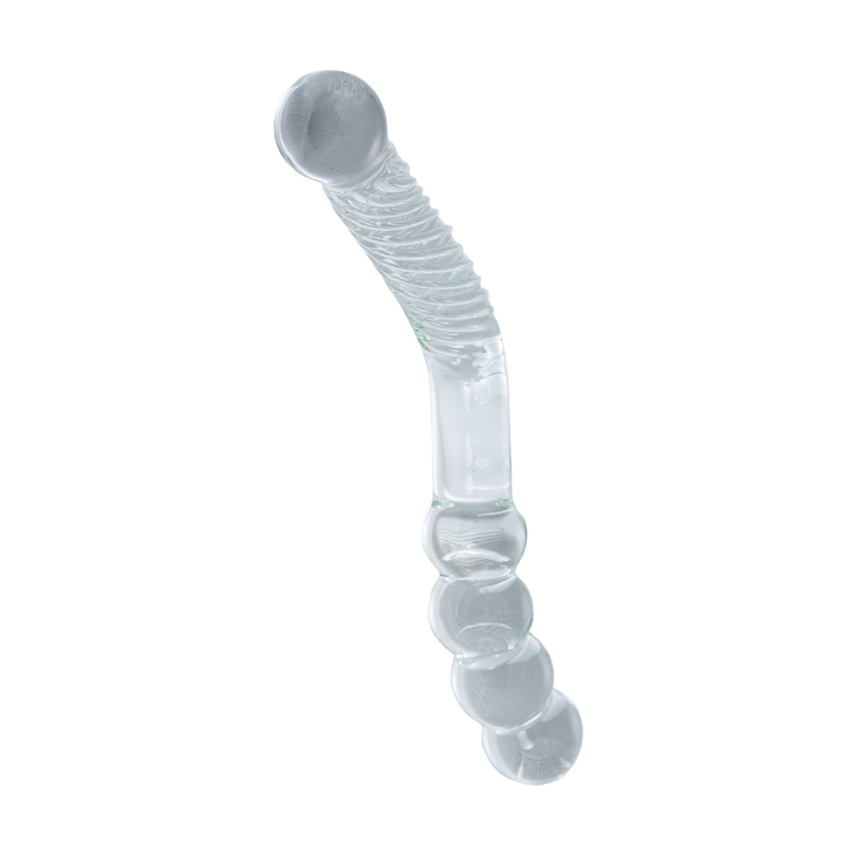 gebogener glasdildo GLASSVIBRATIONS Der magische Wurm Glasdildo