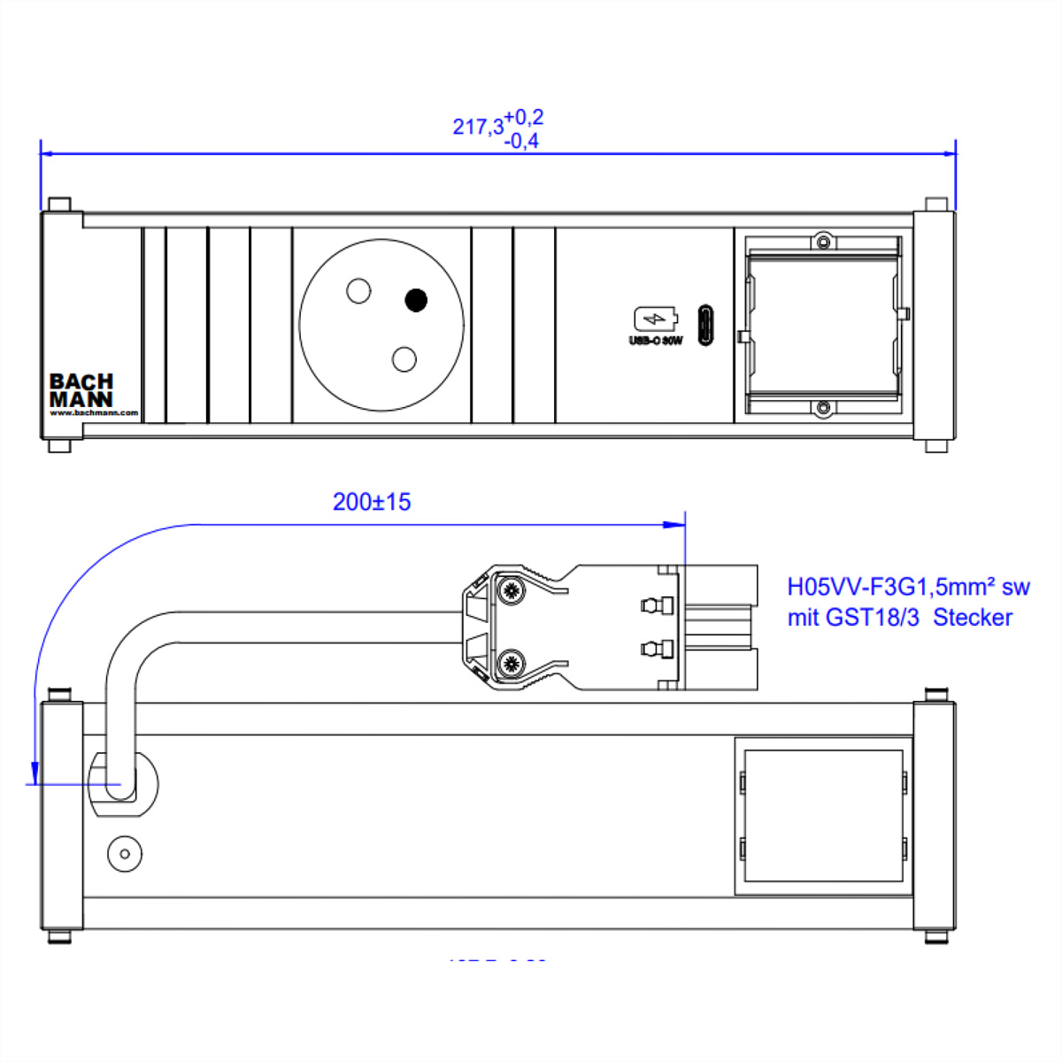 Disegno tecnico di una ciabatta con dimensioni e specifiche.