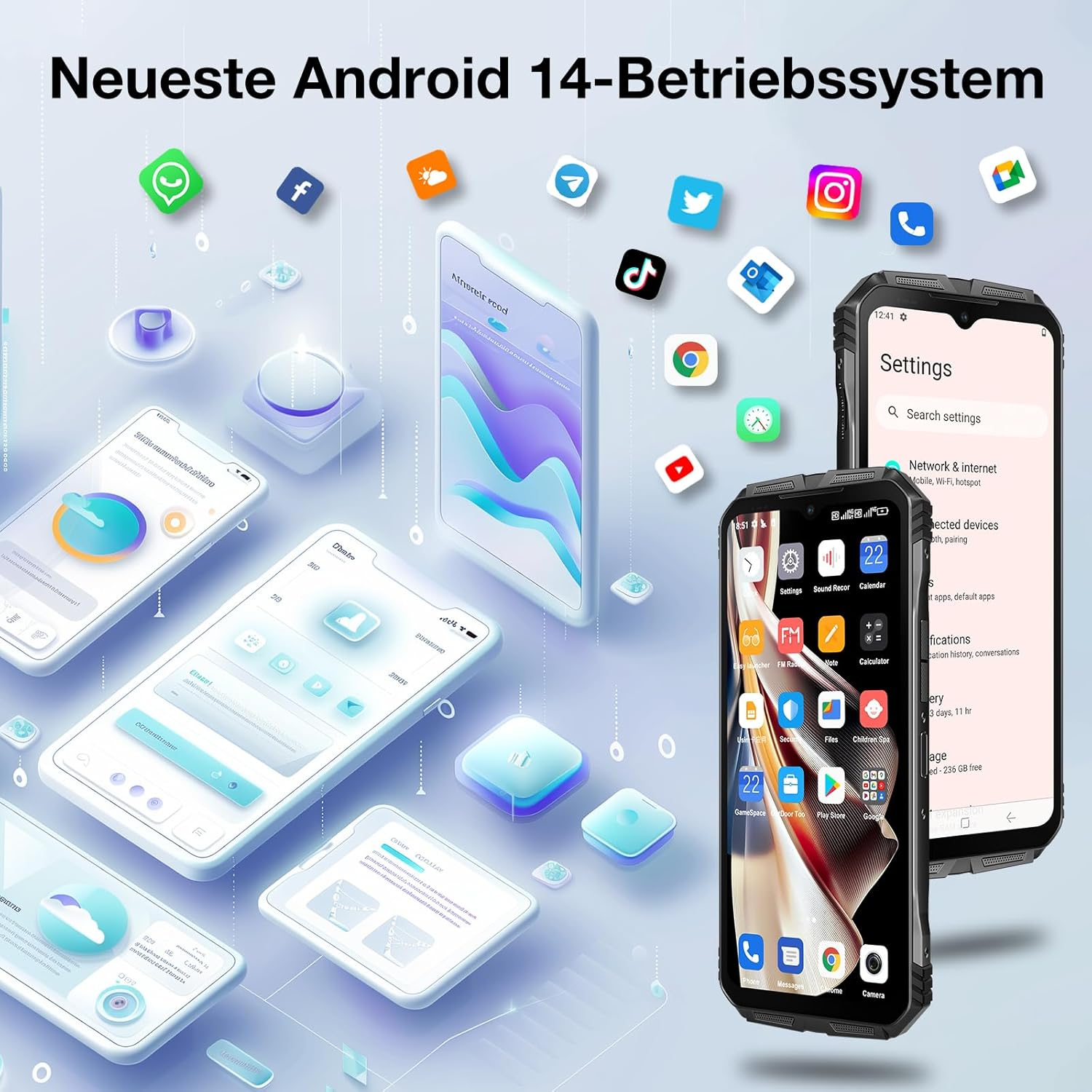 Eine Sammlung von Telefonen und Apps.