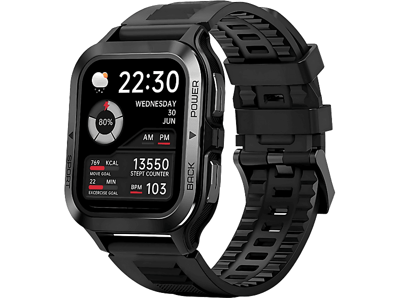 MANIKE C20 Smartwatch stainless steel Silikon, 140 - 210 mm, Black