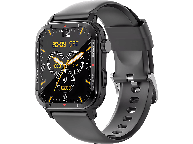 MANIKE G96 Smartwatch stainless steel Silikon, 140 - 210 mm, Schwarz