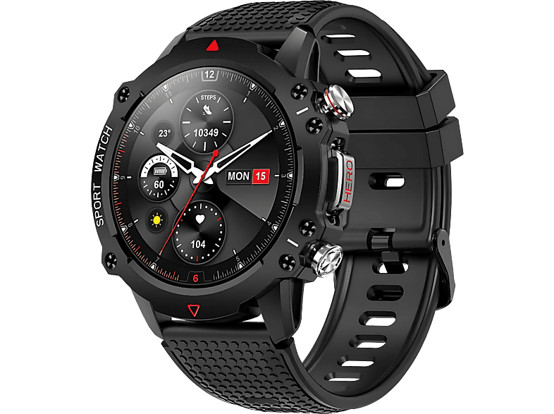 MANIKE KR10 Smartwatch stainless steel Silikon, 210 mm, Black