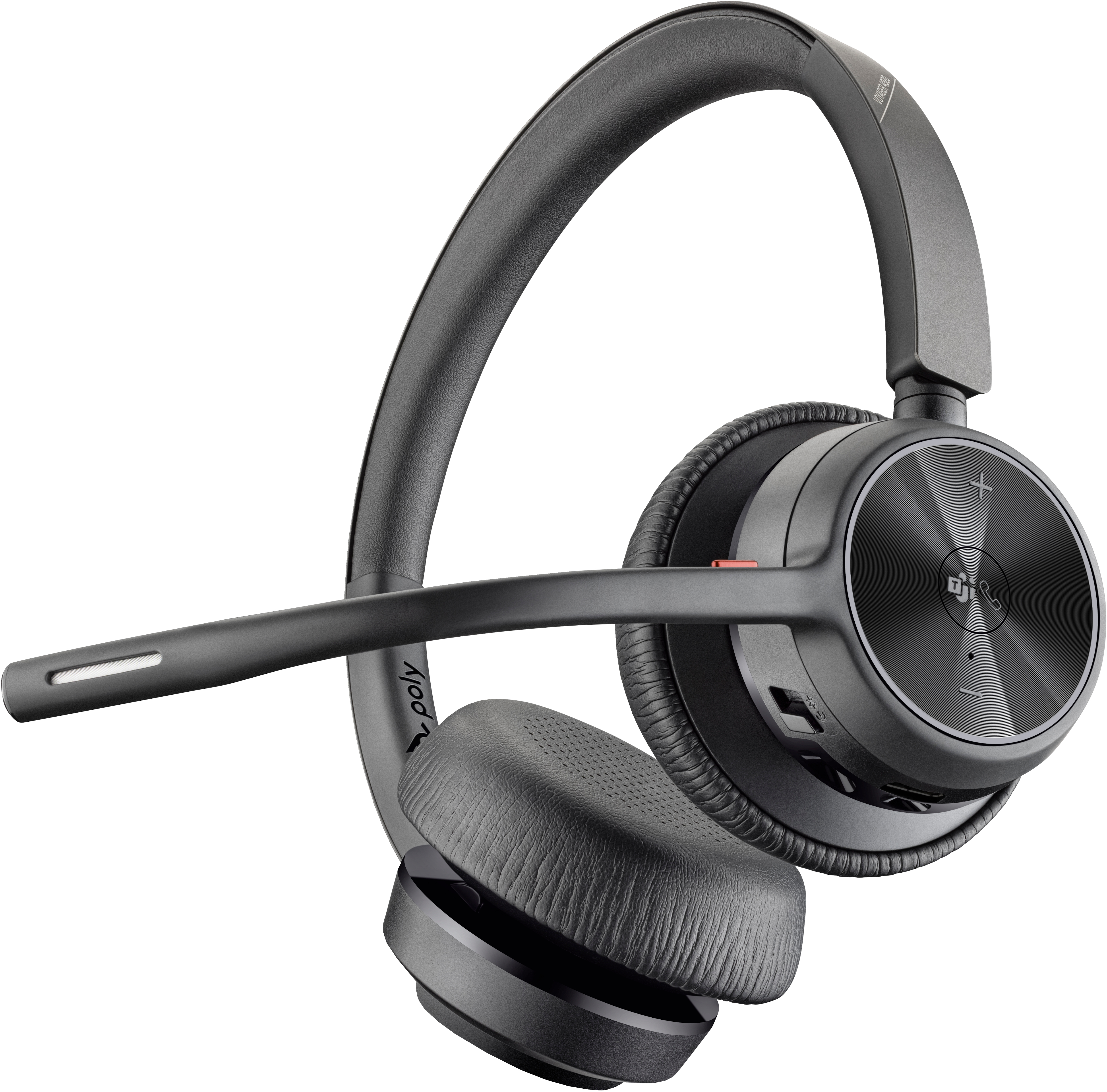 Un casque Bluetooth noir avec un microphone et un coussinet d'oreille rembourré, sur fond blanc.