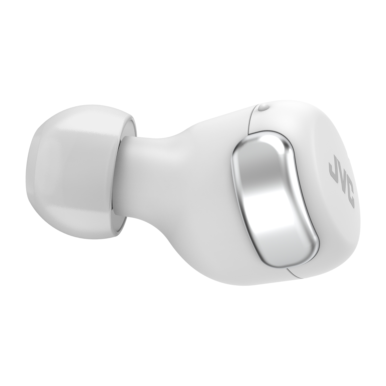 Witte JVC oordop. Geïsoleerd op een witte achtergrond.
