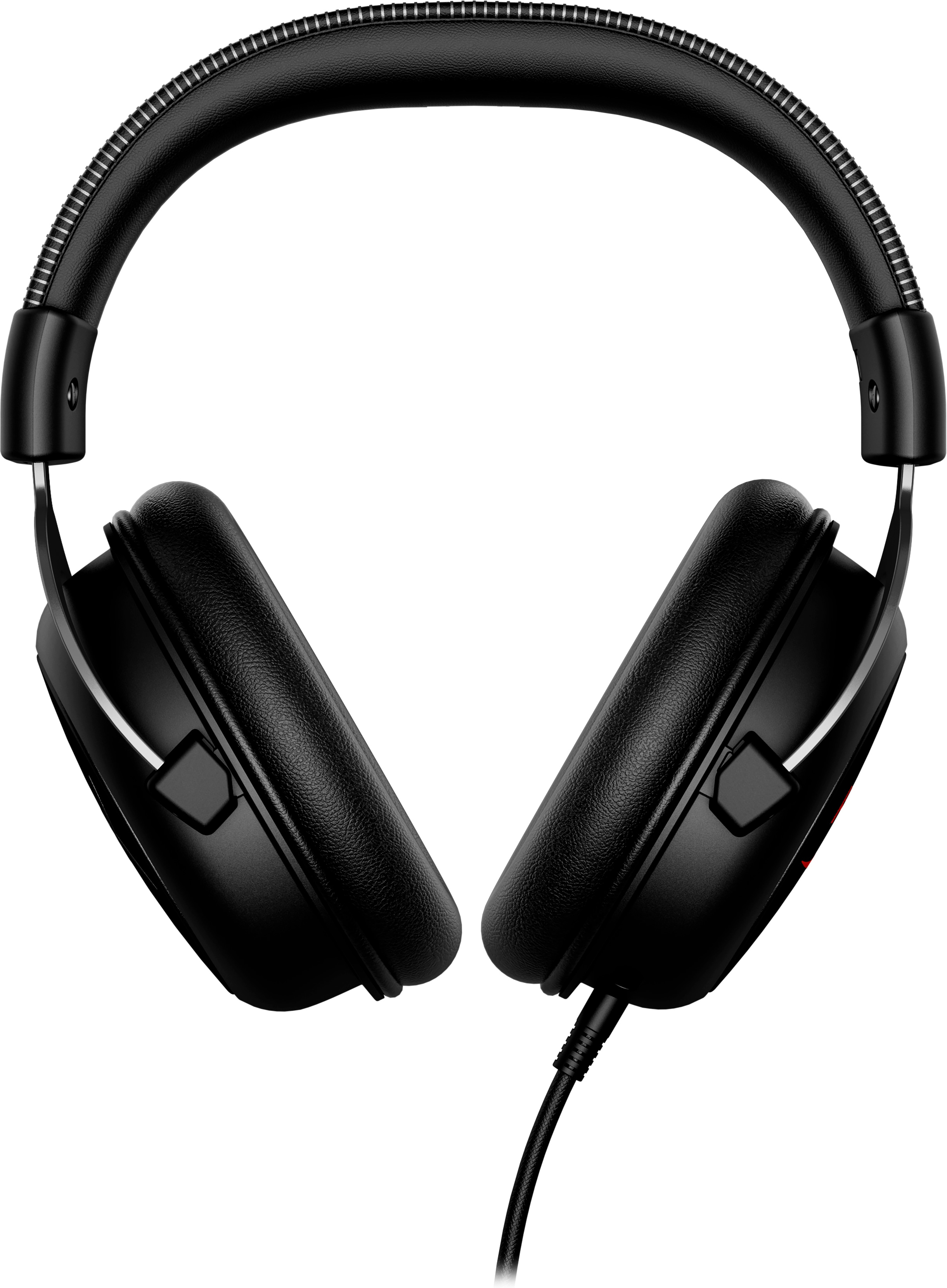 Schwarze Over-Ear-Kopfhörer mit gepolstertem Bügel und Ohrmuscheln, schwarzes Kabel.