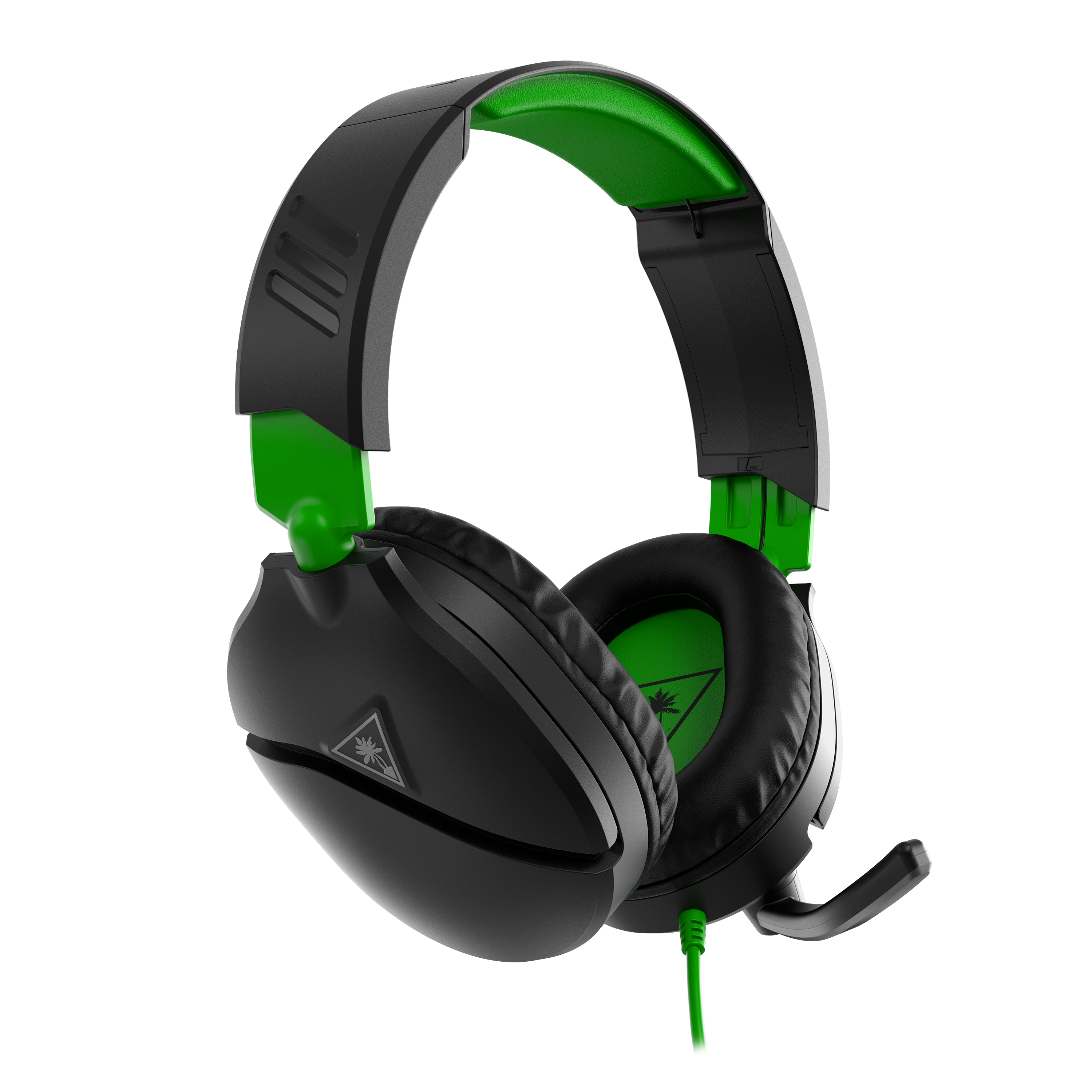 Schwarz-grünes Gaming-Headset, Marke Turtle Beach, mit Mikrofon, auf Weiß.