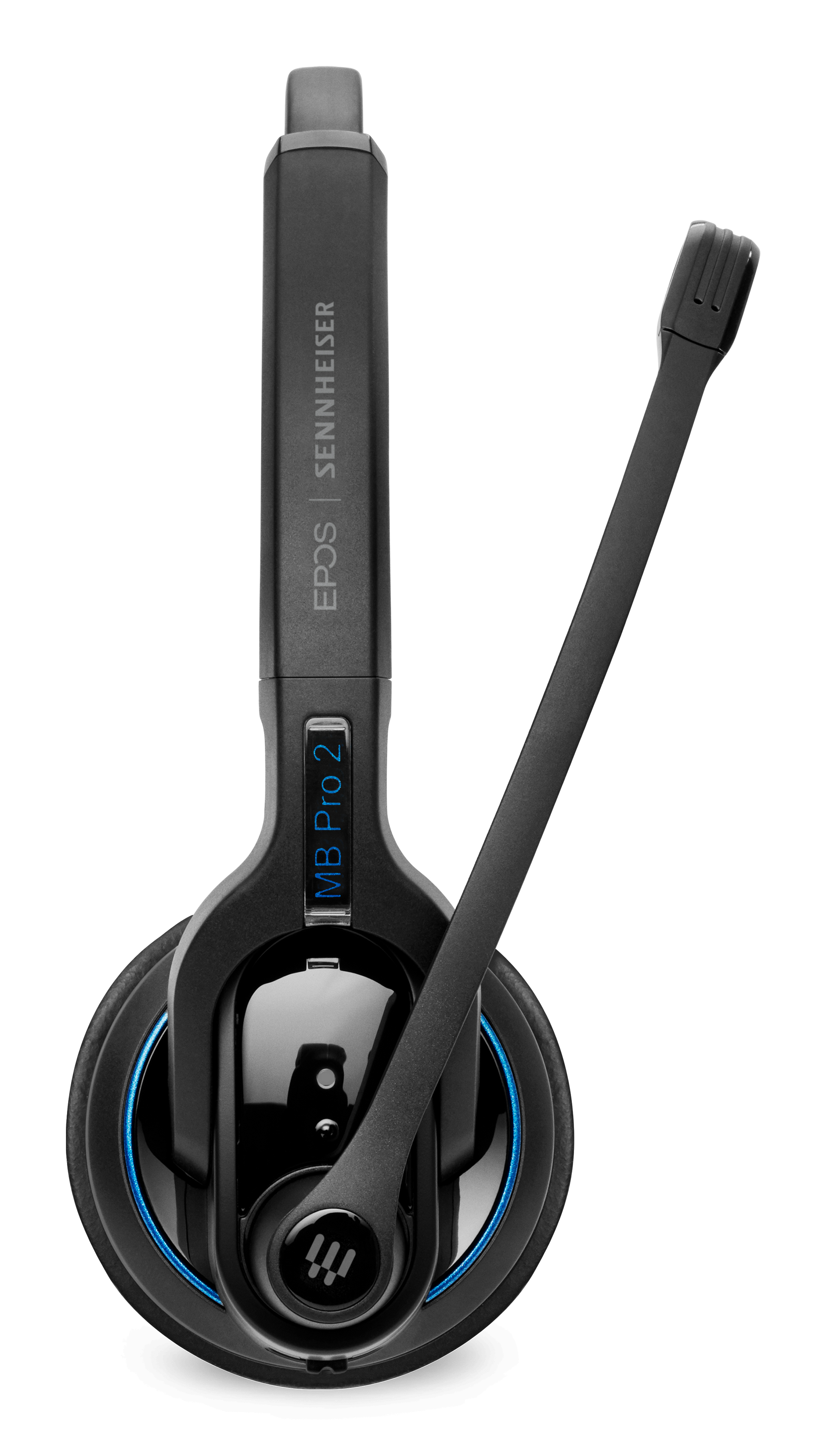 Auriculares EPOS Sennheiser MB Pro 2 negros con micrófono. Los auriculares están sobre fondo blanco.