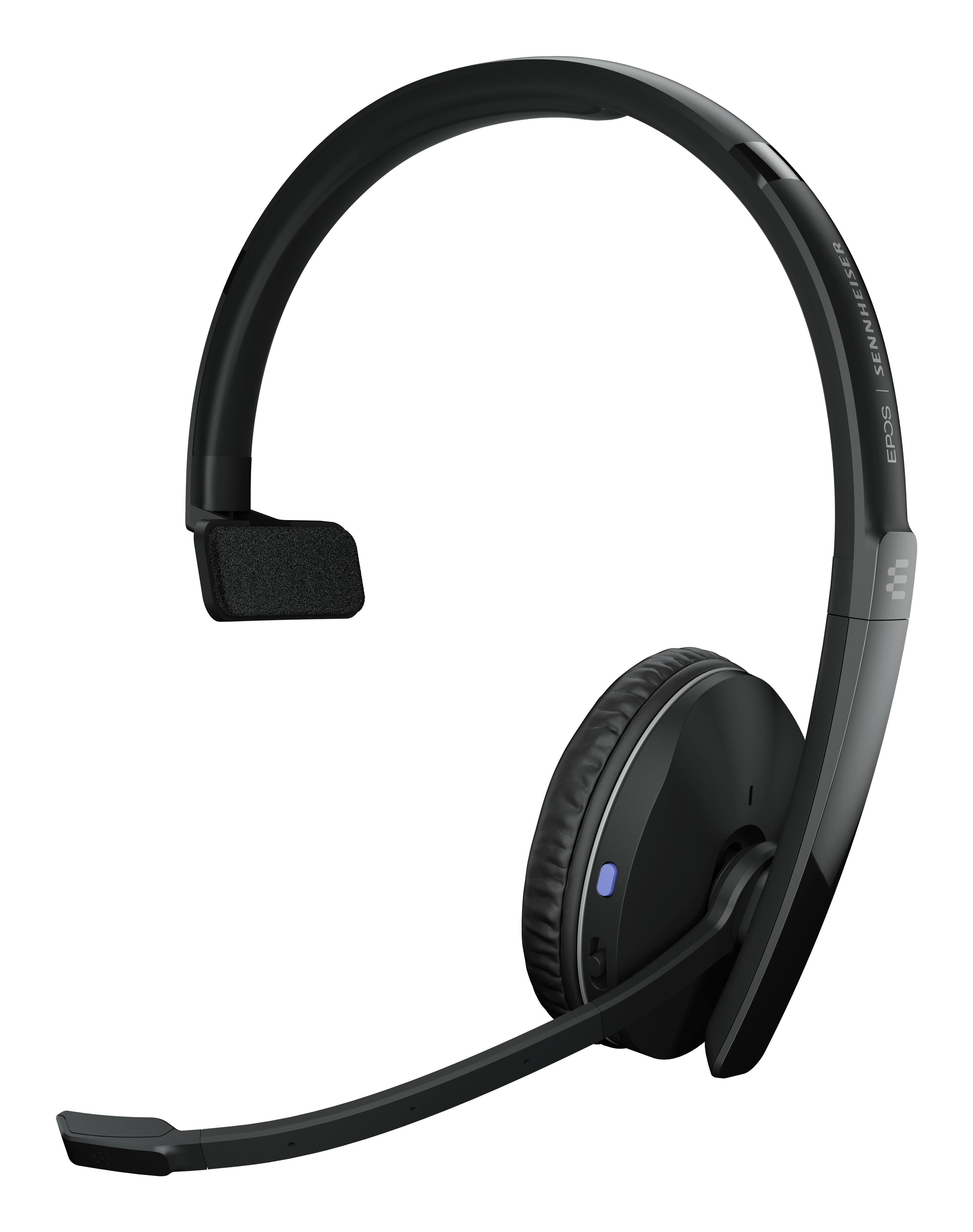 Cuffie wireless nere e grigie con microfono e padiglione auricolare.