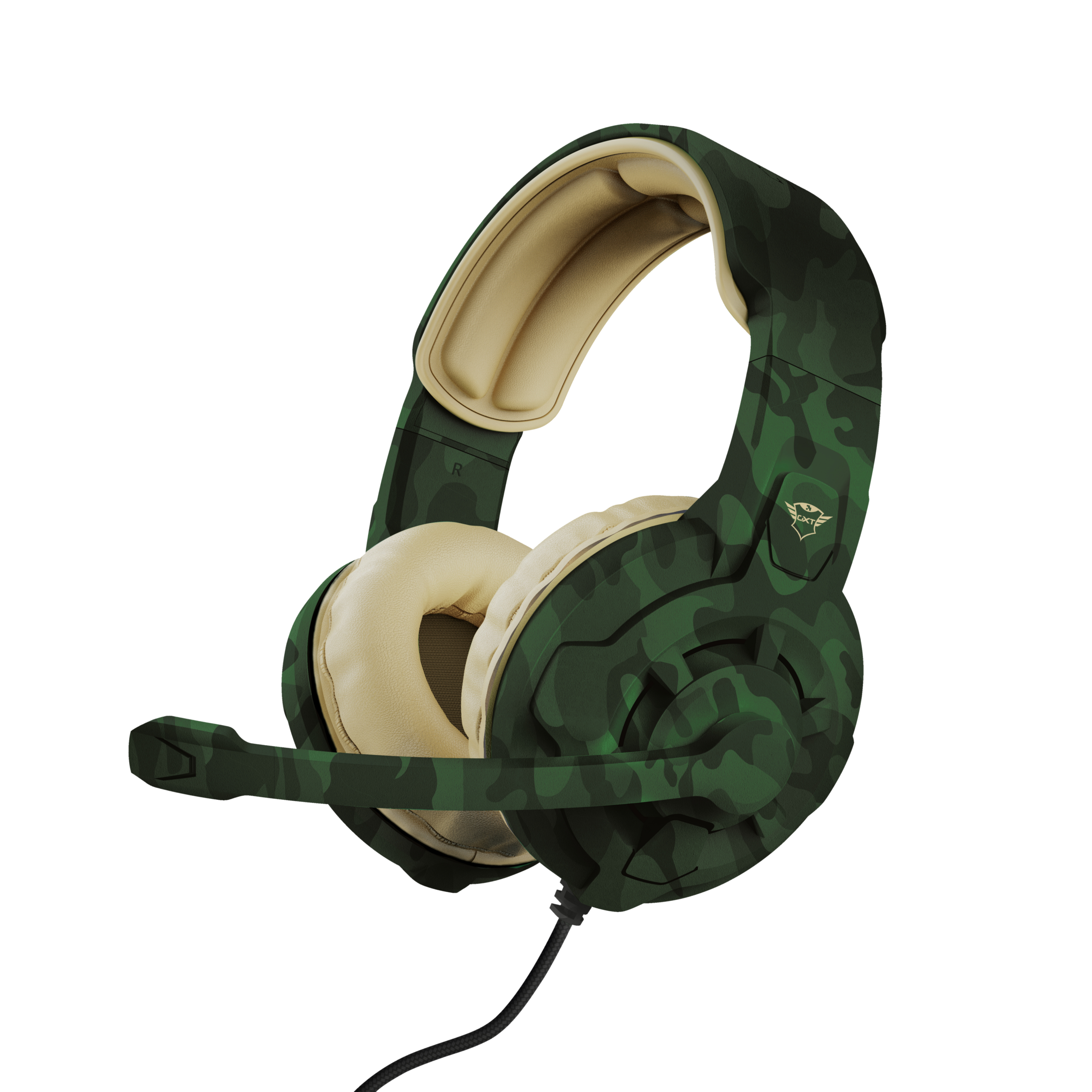 Cuffie con motivo mimetico con microfono. Cuscinetti beige.